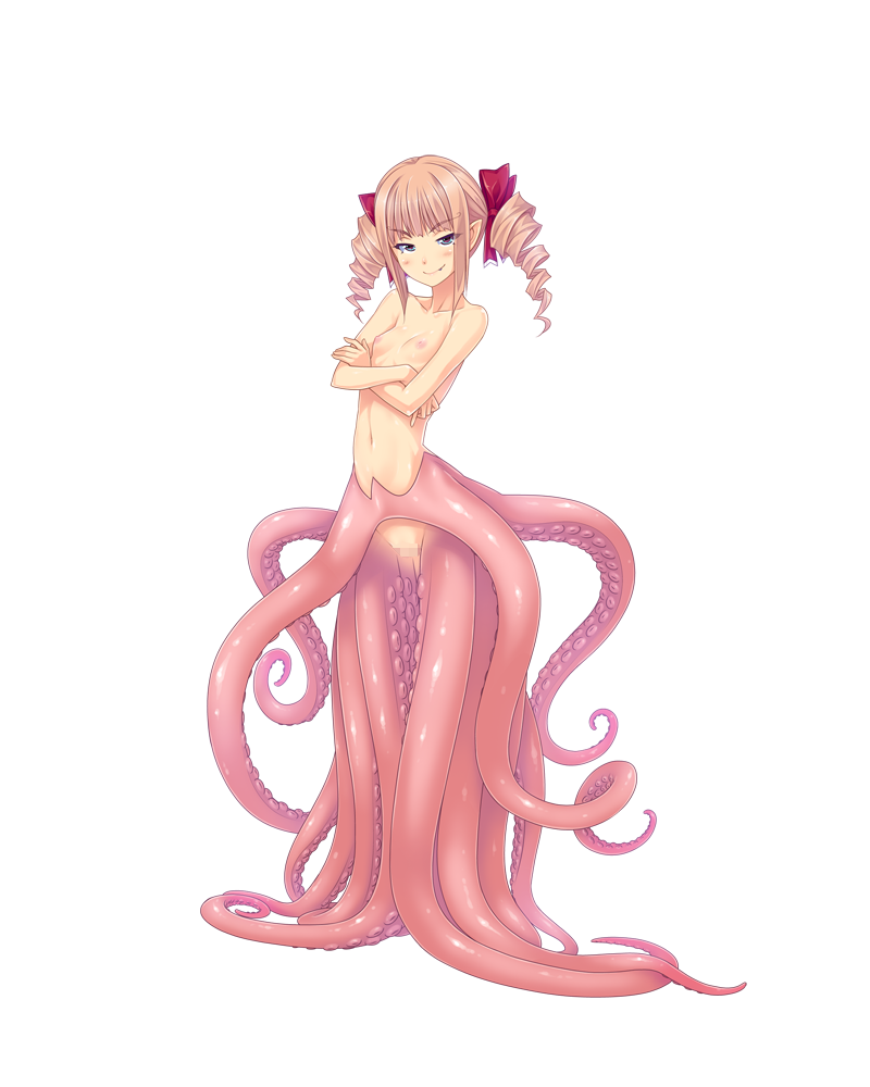 breasts censored cute_fang drill_hair female monster_girl nipples scylla sei_monmusu_gakuen small_breasts tentacle transparent_background vanadis