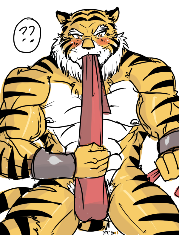 2013 abs anthro balls biceps feline fundoshi fur furry hentist male male_only muscles no_humans nude pecs pose solo tiger underwear