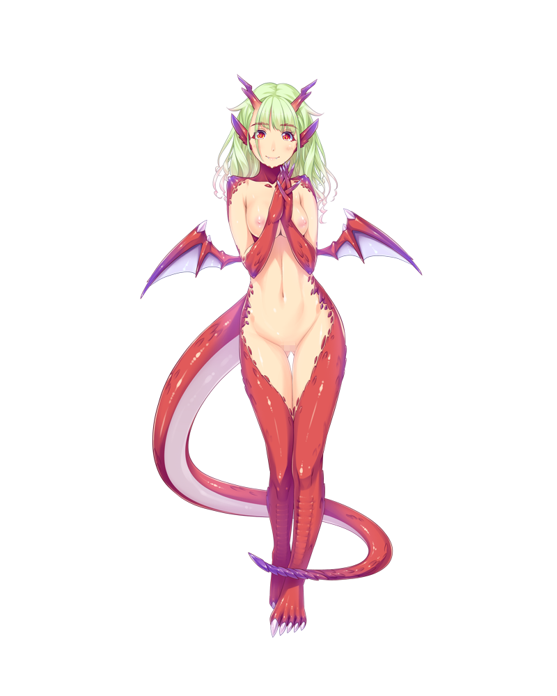 1girls breasts censored dragon fangs female female_only monster_girl navel nipples png sei_monmusu_gakuen smile solo tail transparent_background vanadis wings