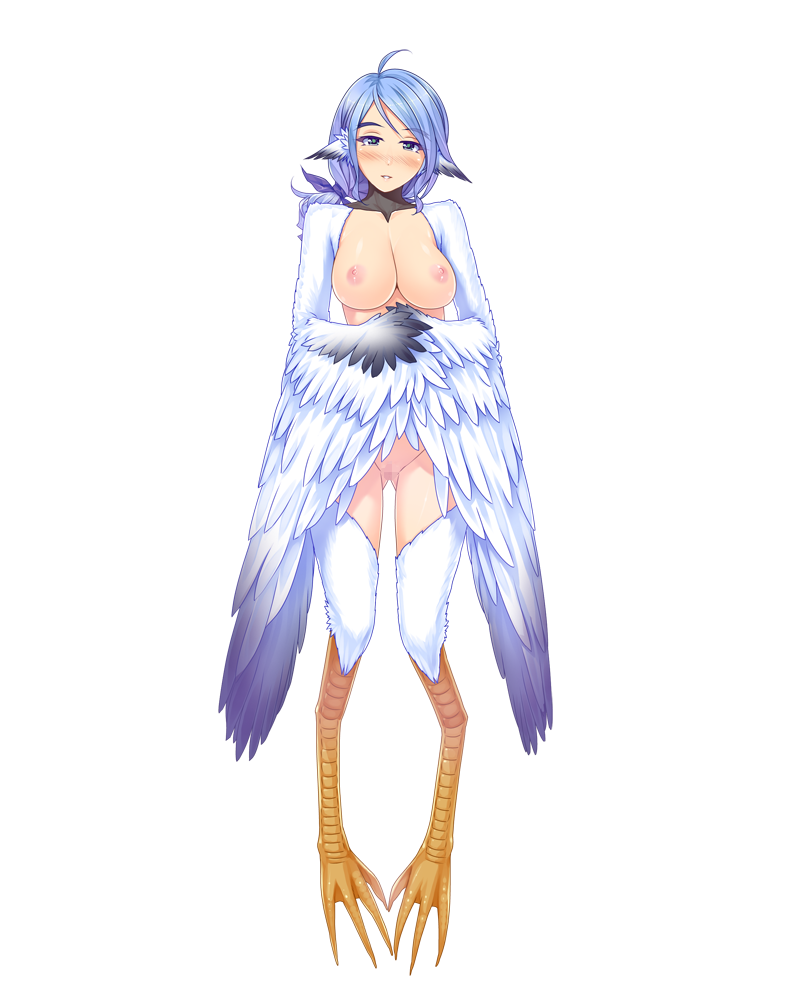 avian breasts censored female harpy hirajoshiba monster_girl nipples sei_monmusu_gakuen transparent_background vanadis wings