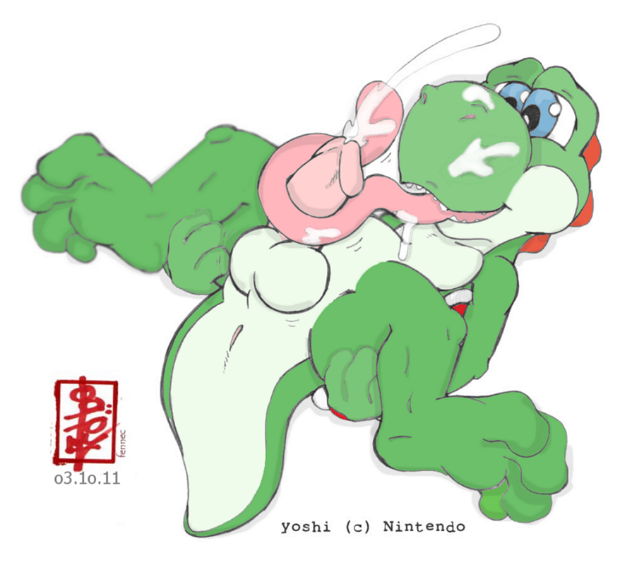 2011 anus ass balls barefoot blue_eyes cum cum_on_face cum_on_tongue cum_string cumshot dinosaur erection fennec_(artist) green_nose green_skin lift lizard looking_down lying male male_only mario_(series) masturbation nintendo nude on_floor open_mouth orgasm penis pink_penis pink_skin plain_background presenting presenting_hindquarters raised_leg reptile scalie sharp_teeth shiny snake solo spread_legs spreading teeth tongue tongue_out white_background white_skin yoshi