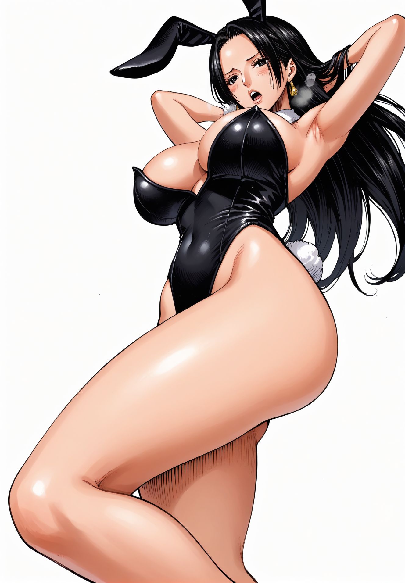 ai_generated alluring almost_naked almost_nude black_eyes black_hair blush boa_hancock breasts bunny bunny_costume bunny_ear bunny_ears bunny_girl bunny_suit bunnygirl bunnysuit earring earrings female female_only long_hair one_piece open_mouth seducing seduction seductive seductive_body seductive_eyes seductive_gaze seductive_look seductive_mouth seductive_pose shiny_hair shiny_skin snake_earrings voluptuous voluptuous_female yashin