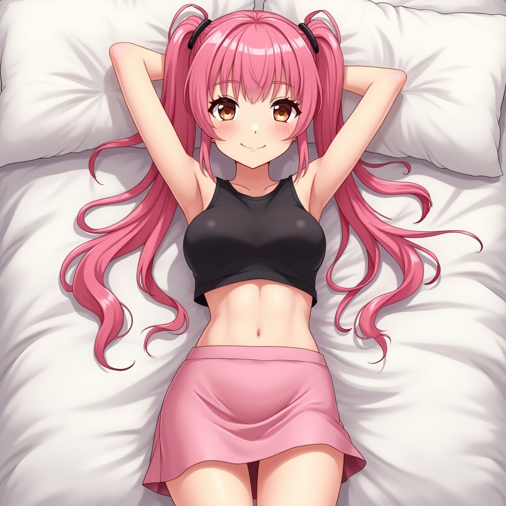 ai_generated amy_aruha amy_plie armpits grand_chase grandchase navel pink_hair thighs