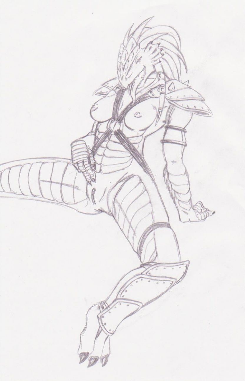 angel_wings armor breasts female helmet large_breasts long_hair medium_breasts monochrome nipples pussy solo wings