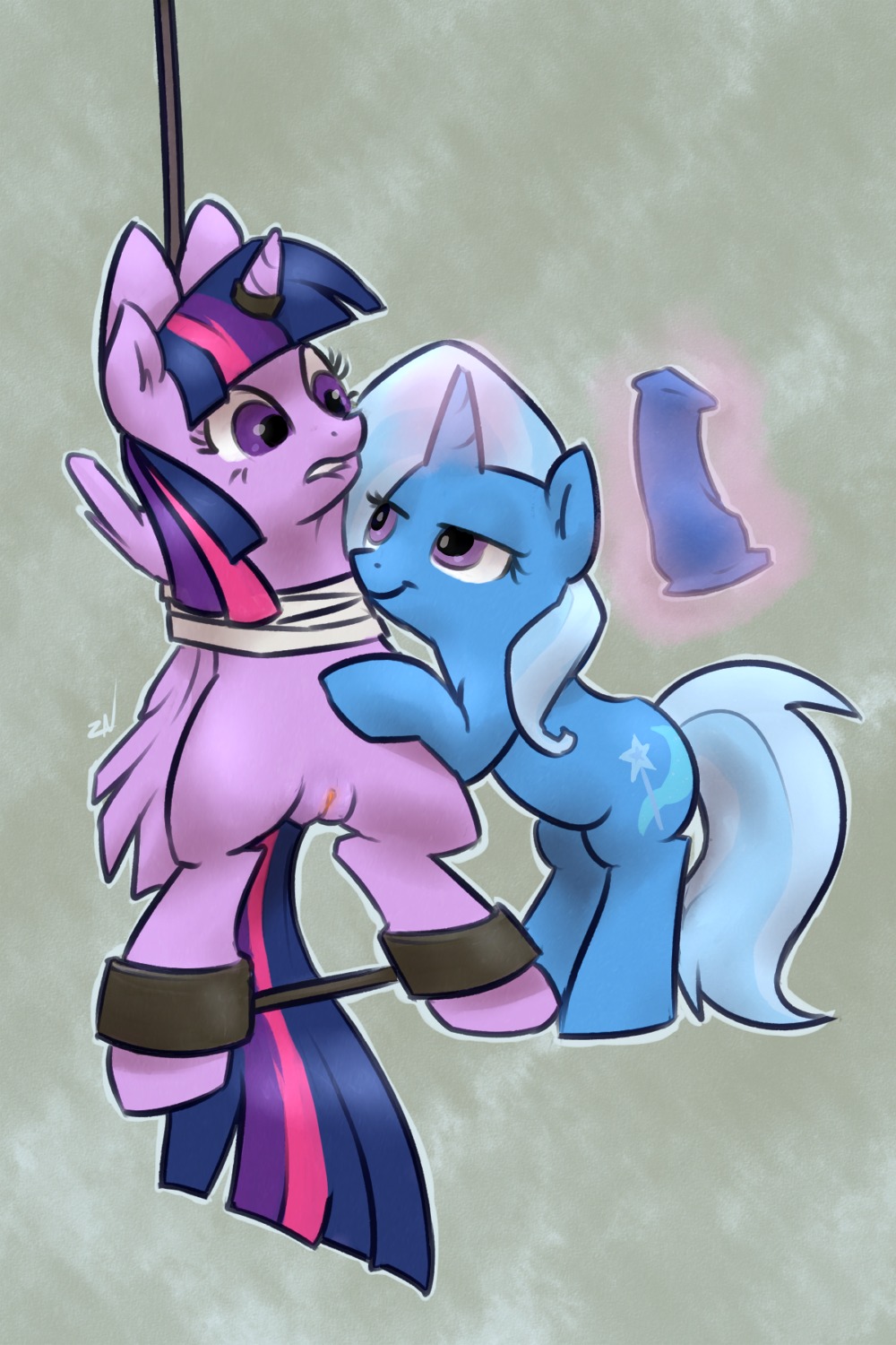 equine female friendship_is_magic horse my_little_pony ponchuzn pony pussy straight_hair trixie_(mlp) twilight_sparkle_(mlp)