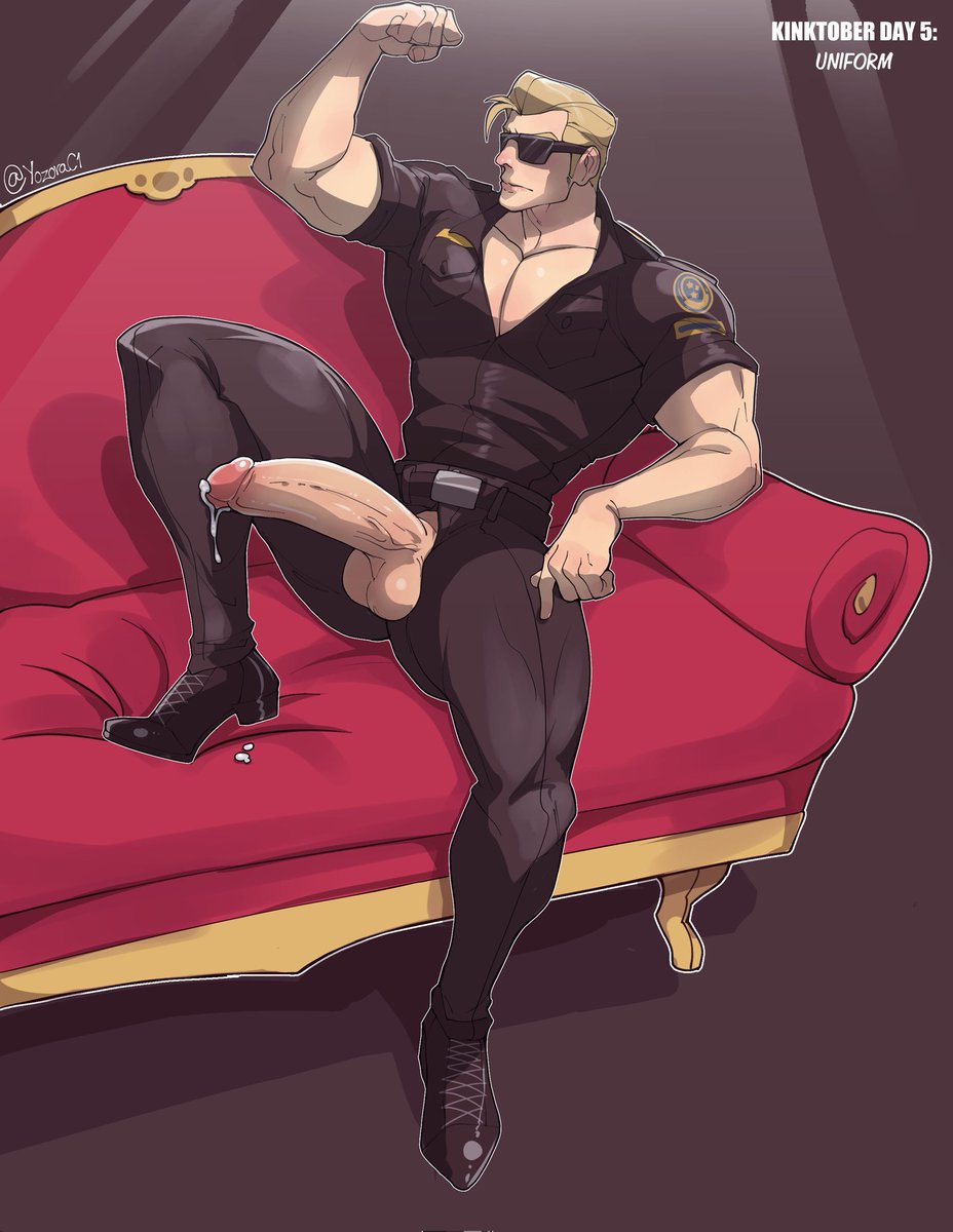 albert wesker, big penis, blonde hair, boner, cock, cum, dick, erection, flexing bicep, huge cock, kinktober, kinktober 2025, male, male only, masculine, muscular, muscular male, penis, precum, resident evil, sunglasses, thick penis, yozorac1