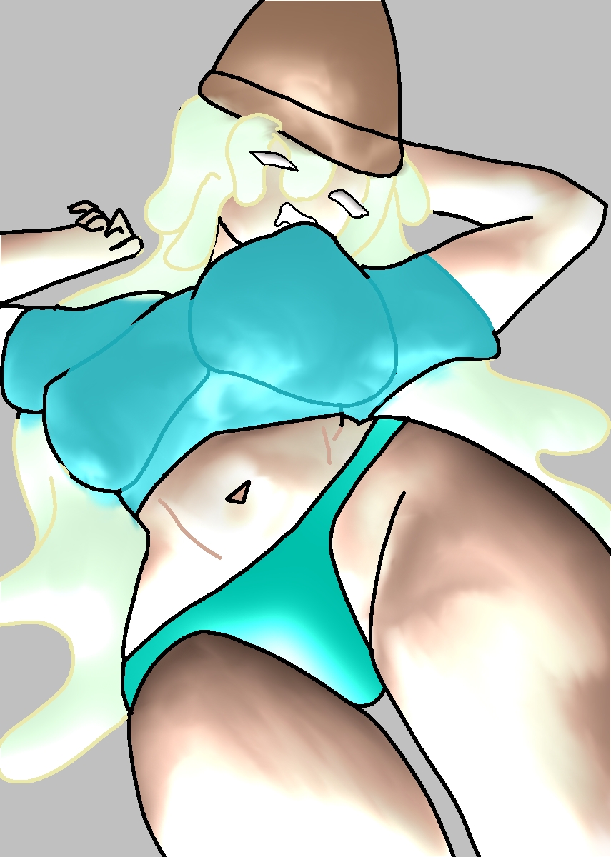 118o8, 1girls, blue clothes, breasts, cohpopaa, crop top, female, female only, forsaken (roblox), gray background, ice cream hair, midriff, panties, roblox, roblox game, robloxian, self upload, solo, tagme, thighs