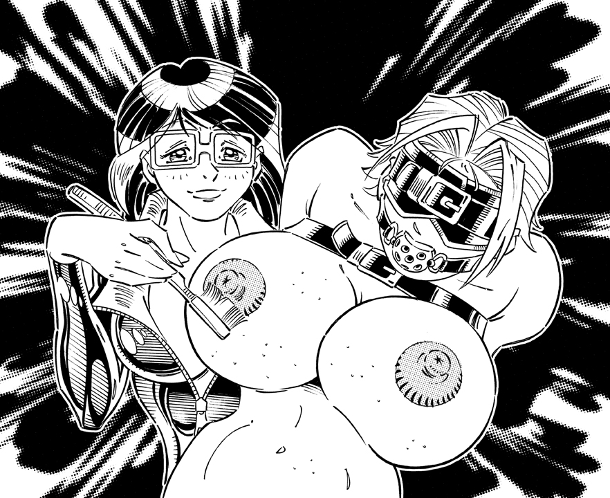 2girls arms_behind_back arousal ball_gag blindfold bondage breasts captainninja clothed clothed_female clothed_female_nude_female female femdom femsub gag glasses humiliation large_breasts multiple_girls nipples nude nude_female tease toothbrush yuri