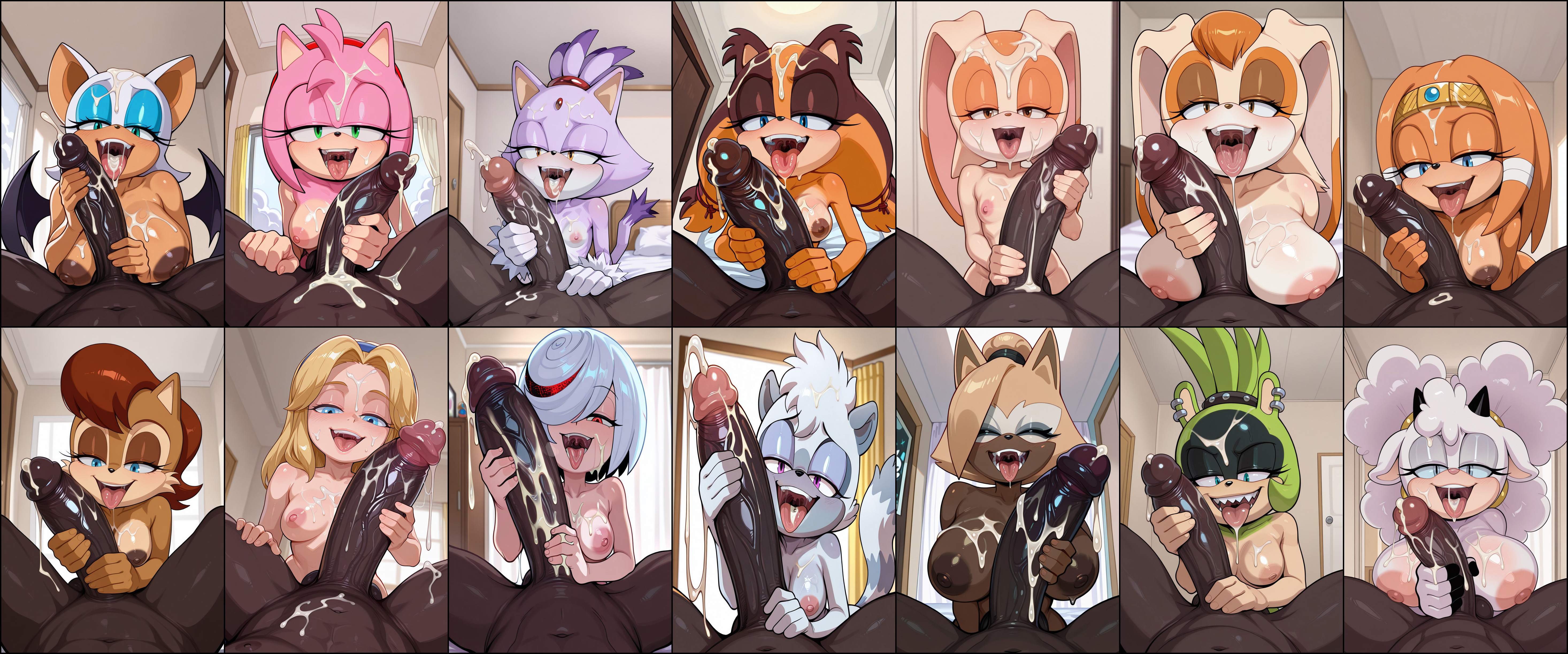 14boys, 14girls, ai generated, amy rose, bat, blaze the cat, blonde fur, blonde hair, blue eyes, breasts, brown eyes, brown fur, closed eyes, cream the rabbit, cub, cum, cum in mouth, cum on breasts, cum on face, dark nipples, dark-skinned male, dripping semen, eyeshadow, feline, furry, green eyes, green fur, half-closed eyes, head jewelry, headband, hedgehog, human on anthro, human on furry, idw comics, idw publishing, interracial, interspecies, lanolin the sheep, large breasts, large penis, long hair, male pov, maria robotnik, mature, medium breasts, milf, nipples, open mouth, orgasm, pink fur, ponytail, pov, purple fur, rouge the bat, sage (sonic frontiers), sally acorn, sega, sharp teeth, short hair, small breasts, sonic (series), sonic the hedgehog (archie), sonic the hedgehog (comics), sonic the hedgehog (idw), sonic the hedgehog (series), sticks the badger, surge the tenrec, tan fur, tangle the lemur, tiara, tikal the echidna, tongue out, vanilla the rabbit, whisper the wolf, white fur, white hair, wings, yellow eyes