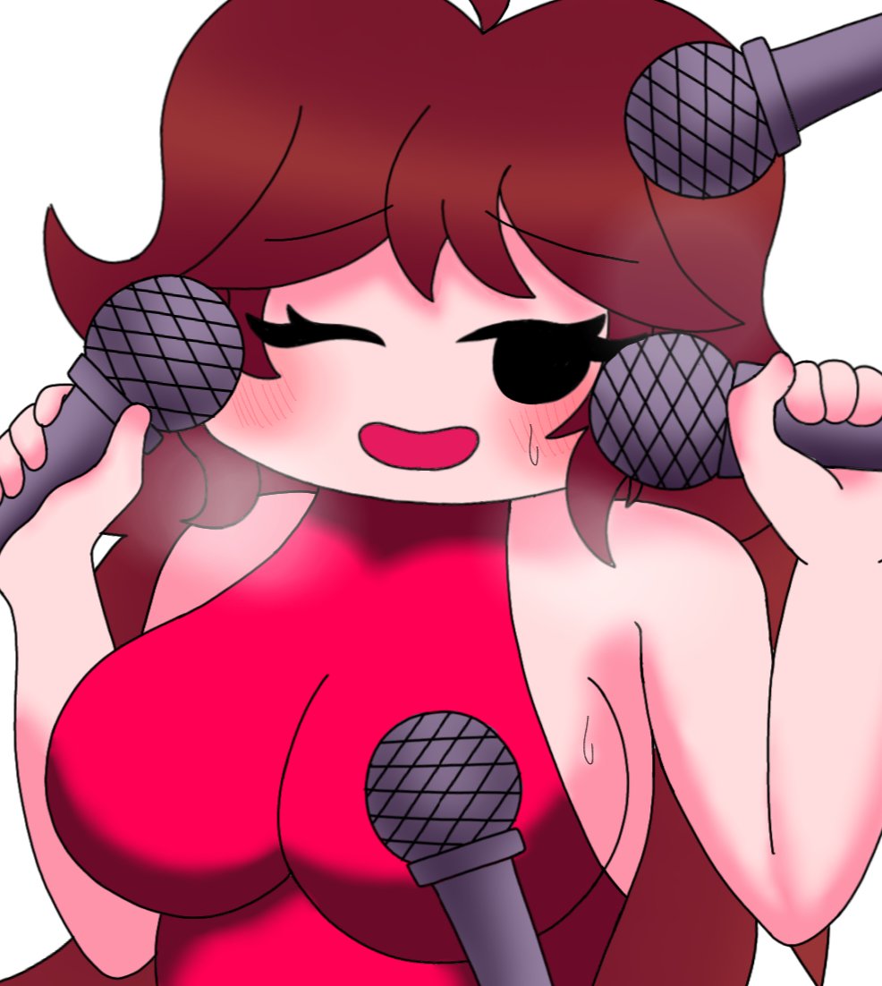 1female, 1girls, auburn hair, black eyes, blush, female only, friday night funkin, girlfriend (friday night funkin), light skin, light-skinned female, red hair, sexy, tagme, technically sfw, vanfalco, white background