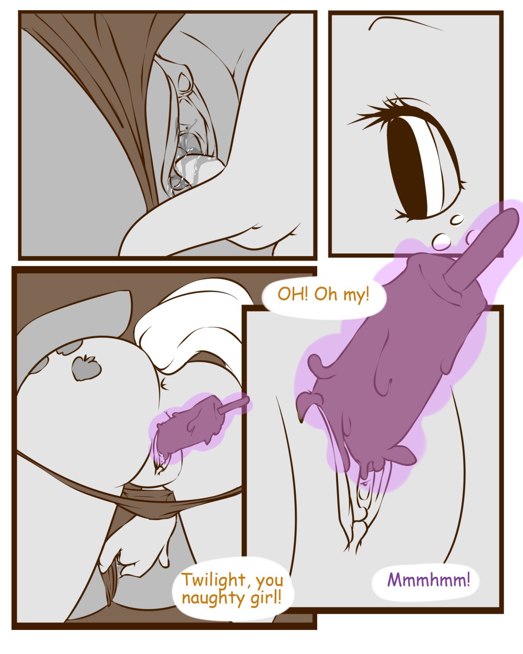 2013 anthro anthrofied anus applejack_(mlp) clitoris comic dialog duo english_text equine female fingering freckles friendship_is_magic horse ice_pop improvised_dildo insertion monochrome my_little_pony penetration pony pussy pussy_juice straight_hair text tiki_san twilight_sparkle_(mlp) vaginal_insertion vaginal_penetration yuri