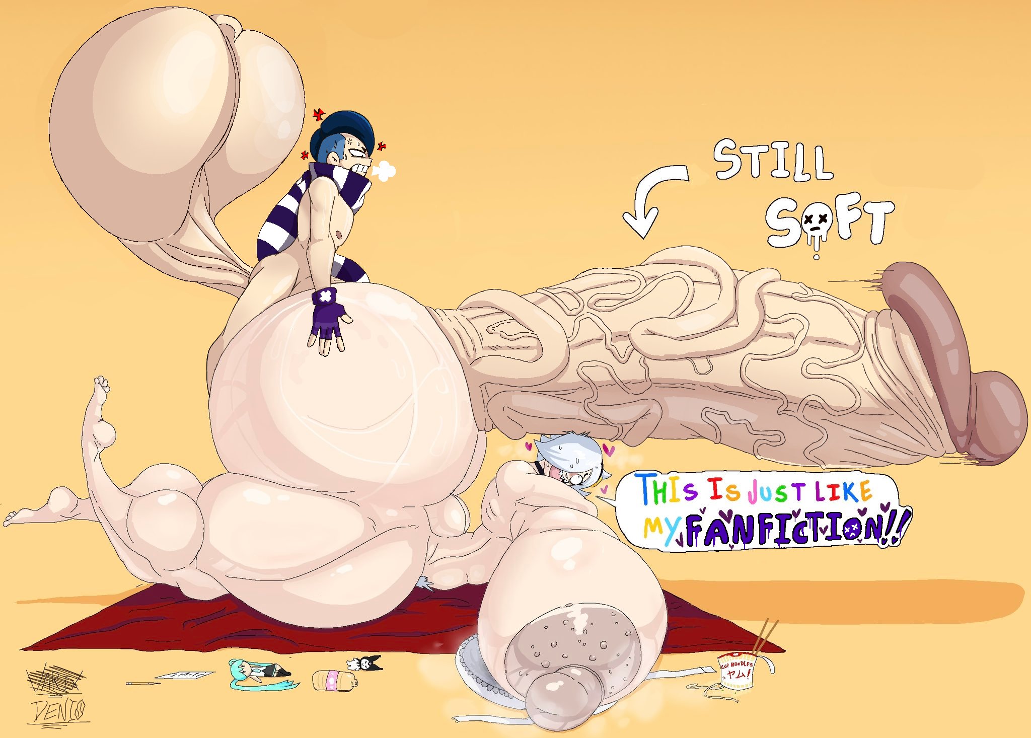 1boy, brawl stars, colette (brawl stars), denist lewd, edgar (brawl stars), edit, female, huge ass, huge breasts, huge butt, huge cock, hyper ass, hyper balls, hyper breasts, hyper butt, hyper penis, massive ass, massive breasts, massive cock, massive penis, massive thighs, massive tits, naked female, naked male, sex, text, varix (edit)