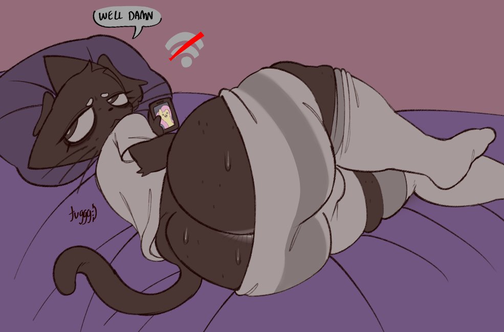 anthro, anus, anus peek, big anus, fat ass, femboy, fluttershy (mlp), huge ass, laying down, laying on bed, meme, phone, pony, tagme, tuggg, twink, twitter, wifi symbol