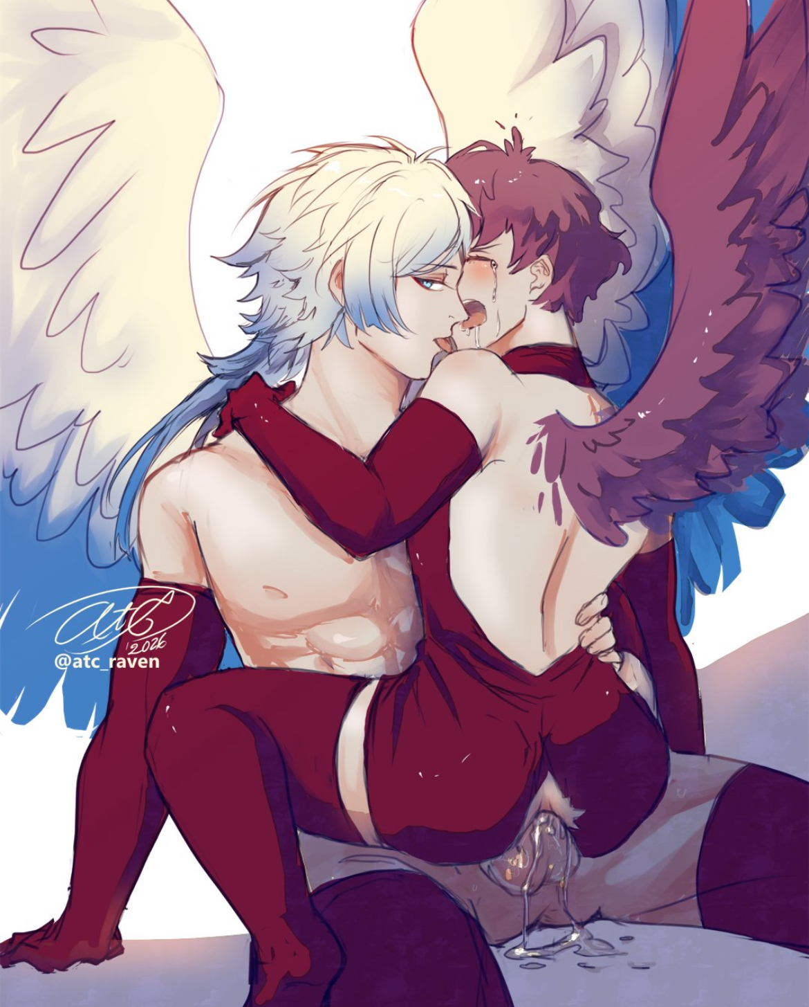 2boys, alexis ness, anal, anal sex, angels, balls, balls deep, blue hair, blue lock, crying, crying male, crying while penetrated, cum dripping from ass, cum in ass, cute, cute male, dacryphilia, dominant, dominant male, fucked senseless, fucked silly, gay, gay anal, gay male, gay sex, german, german male, half naked, half nude, hand on hip, maledom, malesub, michael kaiser, muscular, muscular male, on lap, pale skin, pale-skinned male, penis in ass, petite male, red hair, sex, sexy, sexy body, sitting on lap, size difference, submissive male, tongue, tongue out, twink, wings, yaoi