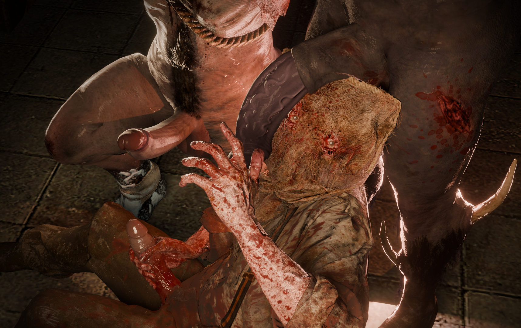 2monsters, 3boys, 3d, big ass, big penis, crossover, dead by daylight, dr. salvador, eastern and western character, erection, gay, handjob, horsecock, horsecock on humanoid, krampus, looking at viewer, male, male only, masturbation, minotaur, monster, penis, penis on face, resident evil, resident evil 4, resident evil 4 remake, shiveringd34d, teratophilia, the oni (dbd), the trapper, yaoi