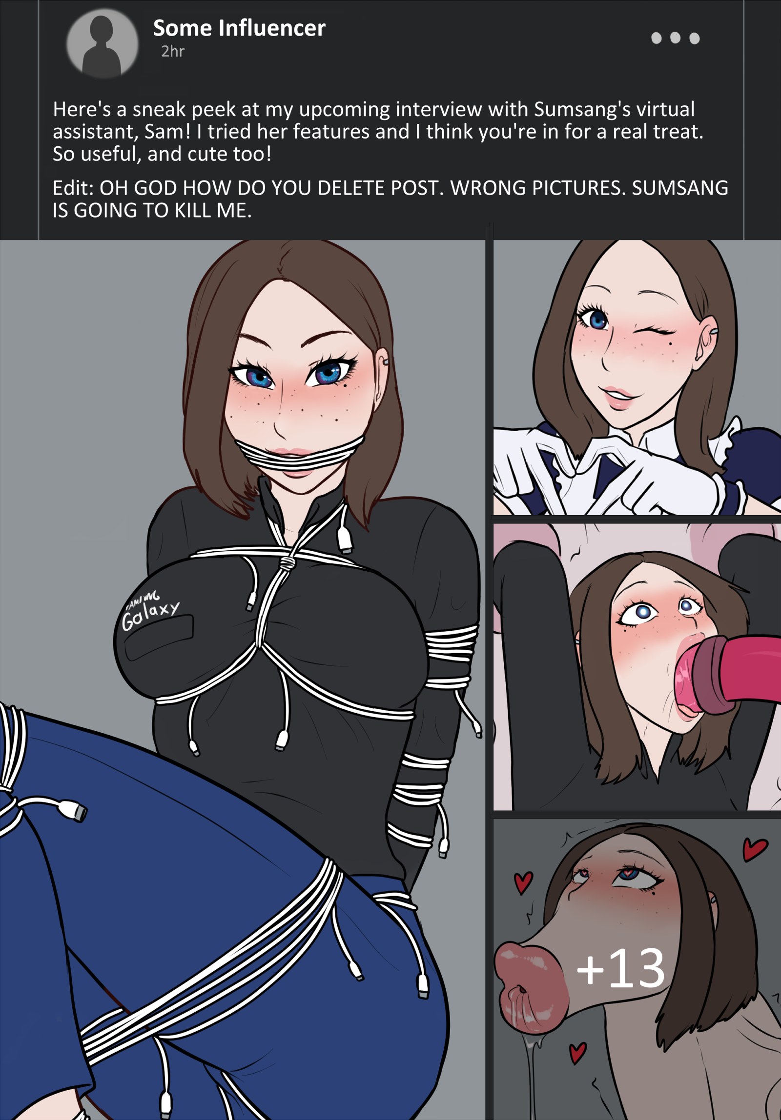 2021, bondage, cables, deepthroat, dildo, dorse, face fuck, face fucking, female, fuck machine, maid, samsung, samsung sam, tagme, transformation, weird, xxxx52