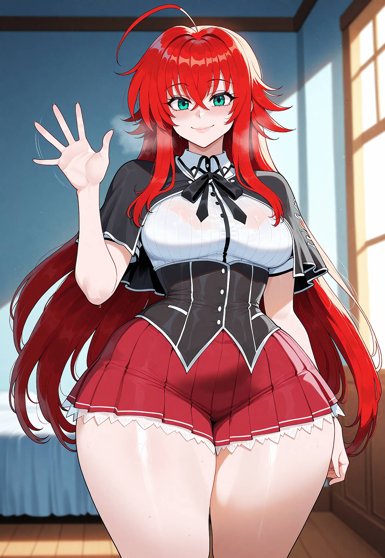 1girls ai_generated big_breasts blue_eyes breasts child_bearing_hips female female_focus high_school_dxd hips huge_breasts large_breasts long_hair red_hair rias_gremory thick_thighs thighs wide_hips