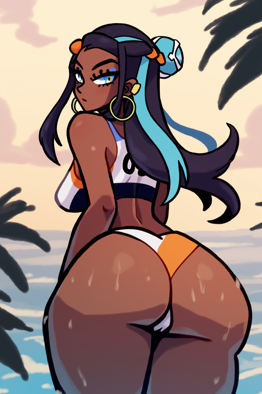 1girls ai_generated anus ass ass_focus big_ass curvaceous curvy dark-skinned_female dark_skin large_breasts mullon nessa_(pokemon) novelai pokemon pokemon_ss voluptuous voluptuous_female