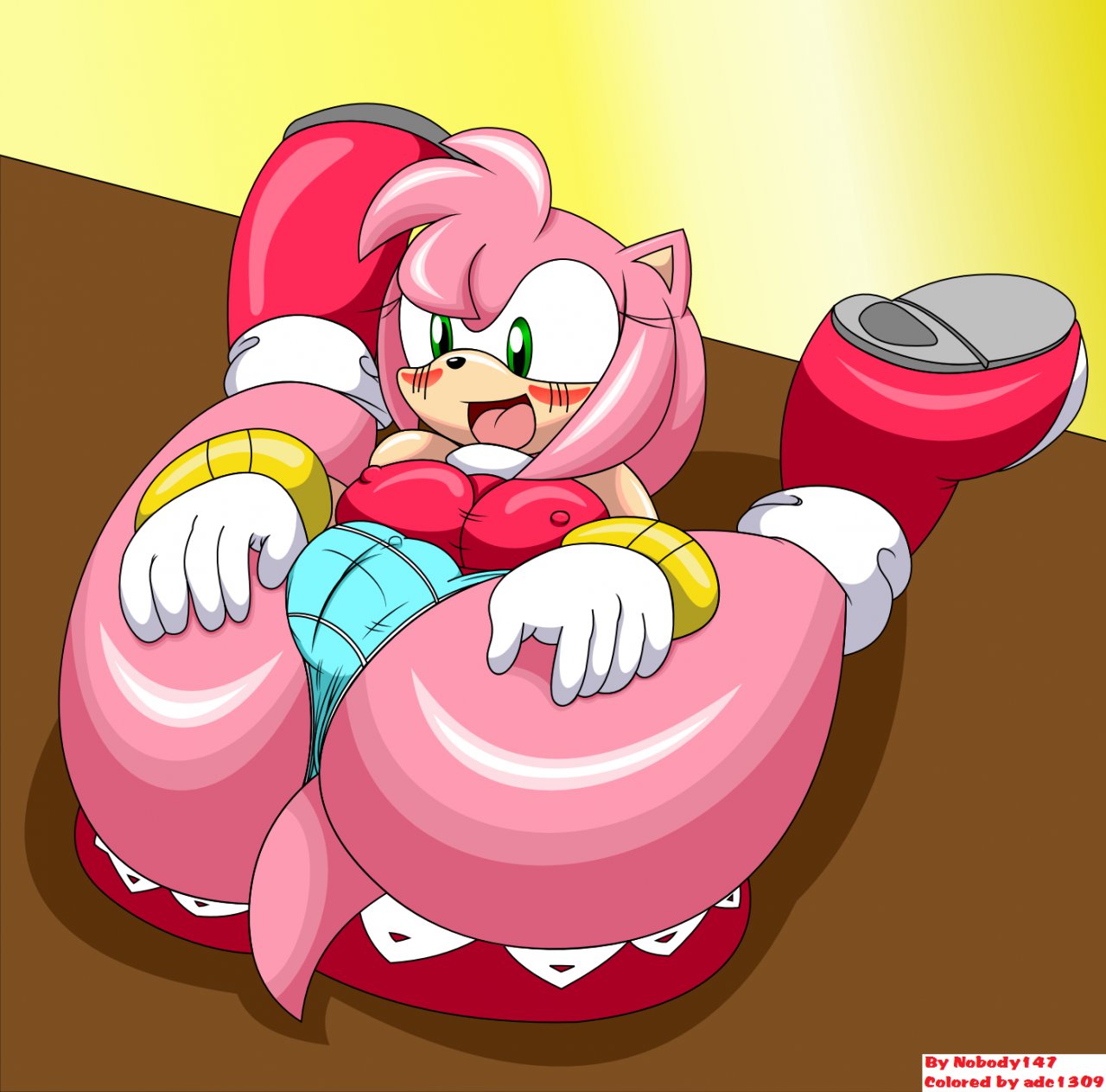 adc1309 amy_rose anthro boots clothes female female_only footwear fur furaffinity gloves hedgehog lying mammal nobody147 on_back pink_fur raised_legs rose sega solo sonic_(series)