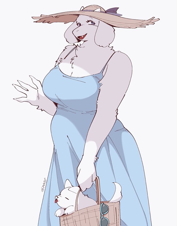 big_ass big_breasts female female_only hat milf mofumofuland_(artist) sfw sundress toriel