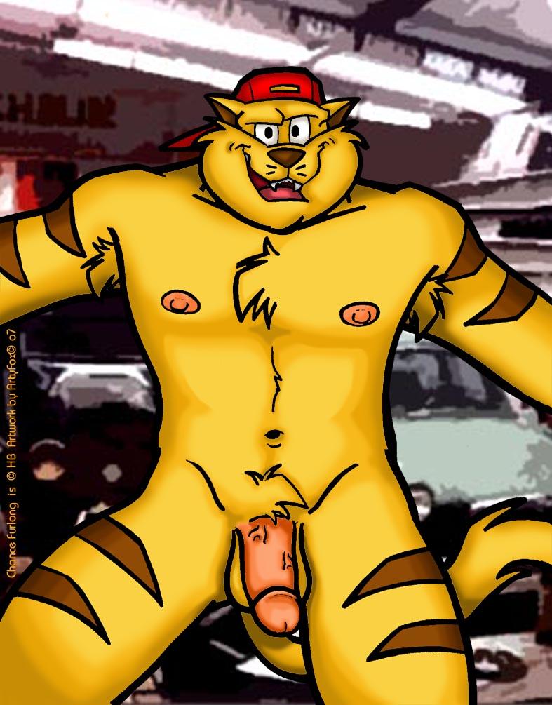 anthro artyfox balls biceps chance_furlong feline furry gay looking_at_viewer male muscles nipples no_humans nude pecs penis swat_kats t-bone