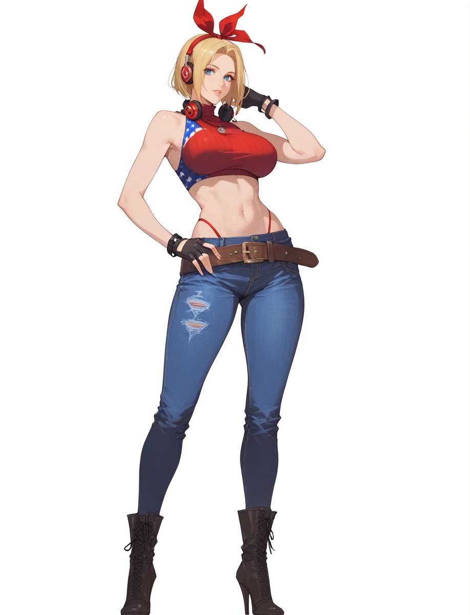 ai_generated blonde_hair blue_mary full_body high_heels king_of_fighters shu