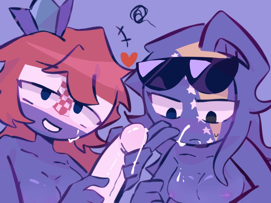 1boy, 2girls, bosnia and herzegovina (countryhumans), breasts, countryhumans, countryhumans girl, croatia (countryhumans), cum, cum on breasts, cum on face, cumshot, ejaculation, eyewear on head, female, handjob, heart symbol, male, penis, serbia (countryhumans), sunglasses, touching penis, yuyuzikeai