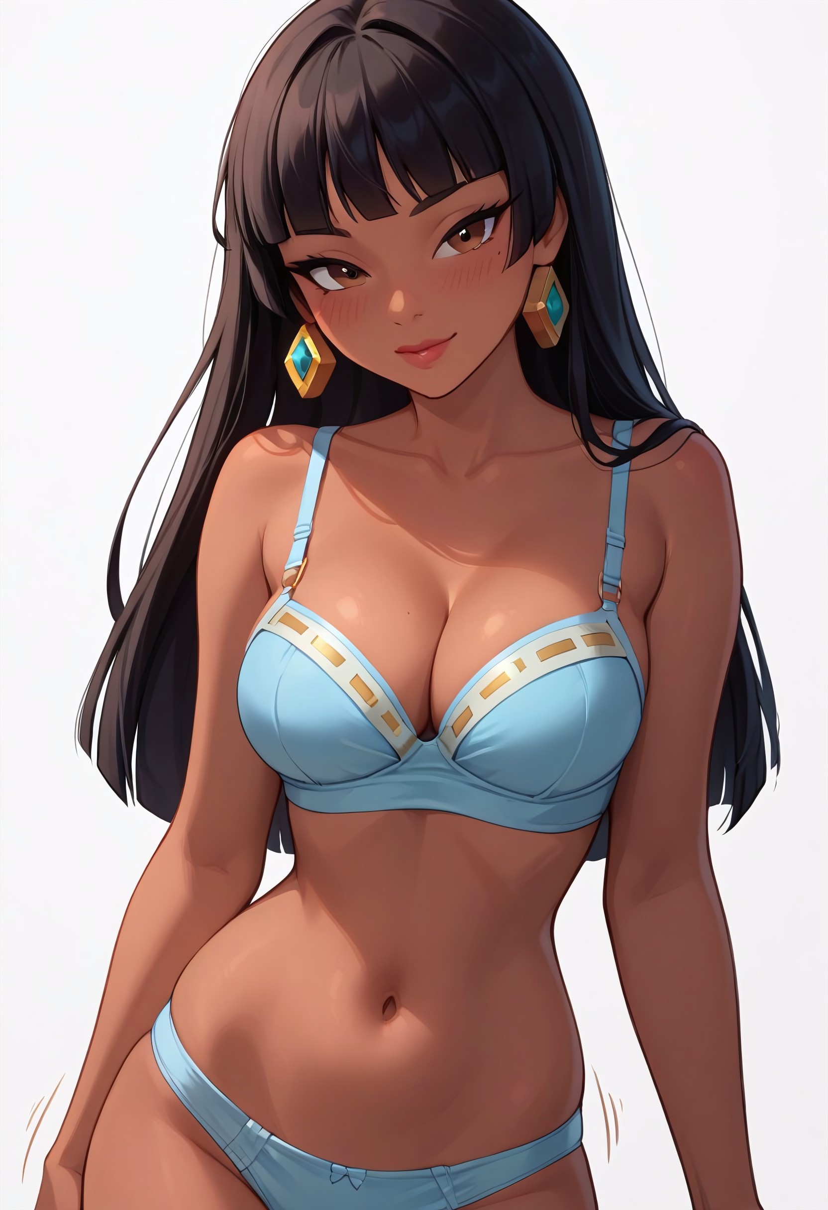 ai generated, aliaaaaana, chel, chel (the road to el dorado), dark skin, facing viewer, female, lingerie, looking at viewer, standing