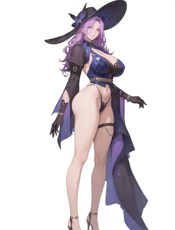 ai_generated big_breasts high_heels honkai:_star_rail jade_(honkai:_star_rail) purple_hair shu standing