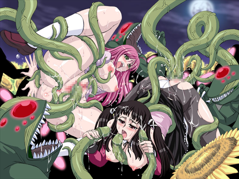 2girls akashiya_moka anal brown_hair censored consensual_tentacles double_anal double_handjob double_penetration female green_eyes handjob licking lolita_channel multiple_females multiple_males multiple_penises penis pink_hair rape rosario+vampire tentacle tentacle_rape toujou_ruby vaginal_penetration