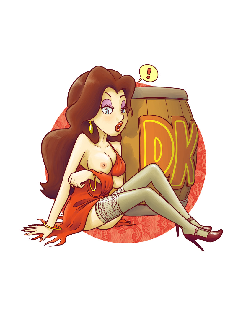 ! 1girls barrel big_breasts big_lips blue_eyes blush bracelet bracelets breasts brown_hair clothing color dick_sucking_lips donkey_kong_(arcade) donkey_kong_(series) earring eyeshadow female female_only fingernails half-closed_eyes heels high_heels human lips lipstick long_hair looking_at_viewer makeup mario_(series) nail_polish nintendo nipples off_shoulder one_breast_out open_mouth pauline solo stockings thebourgyman thick_lips thighhighs thighs torn_clothes white_background