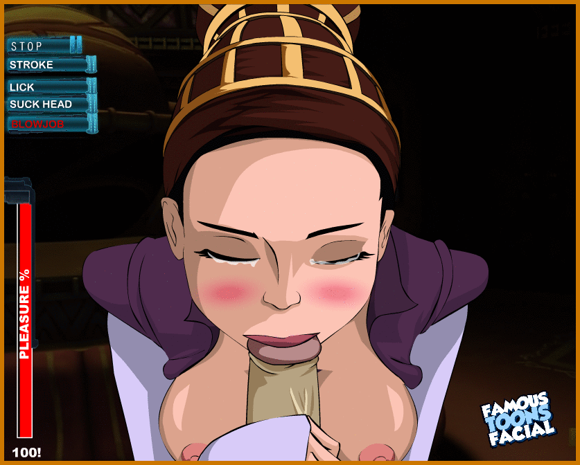 1girls, animated, areola, blush, breasts, famous-toons-facial, fellatio, female, handjob, male, milf, nipples, padme amidala, penis, star wars