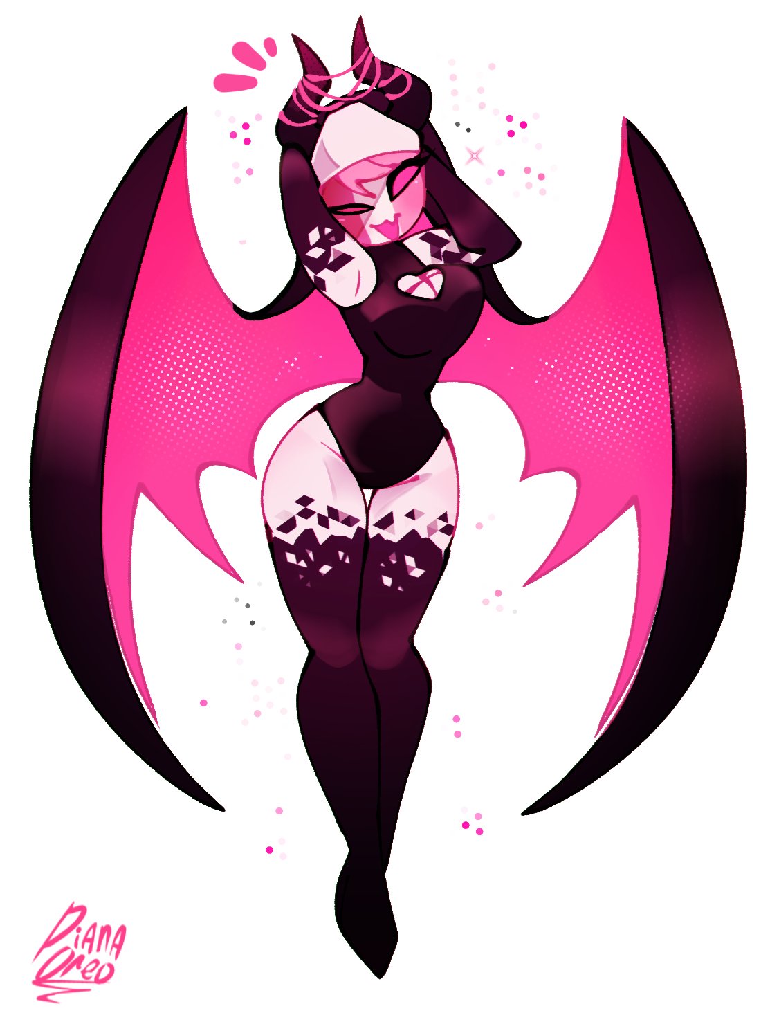 1girls, arms behind head, curvy, demon girl, dianaoreo13, friday night funkin, friday night funkin mod, sarvente (demon form), sarvente (dokki.doodlez), sarvente (friday night funkin), slim waist, solo, thick thighs, thighhighs, thighs, wings