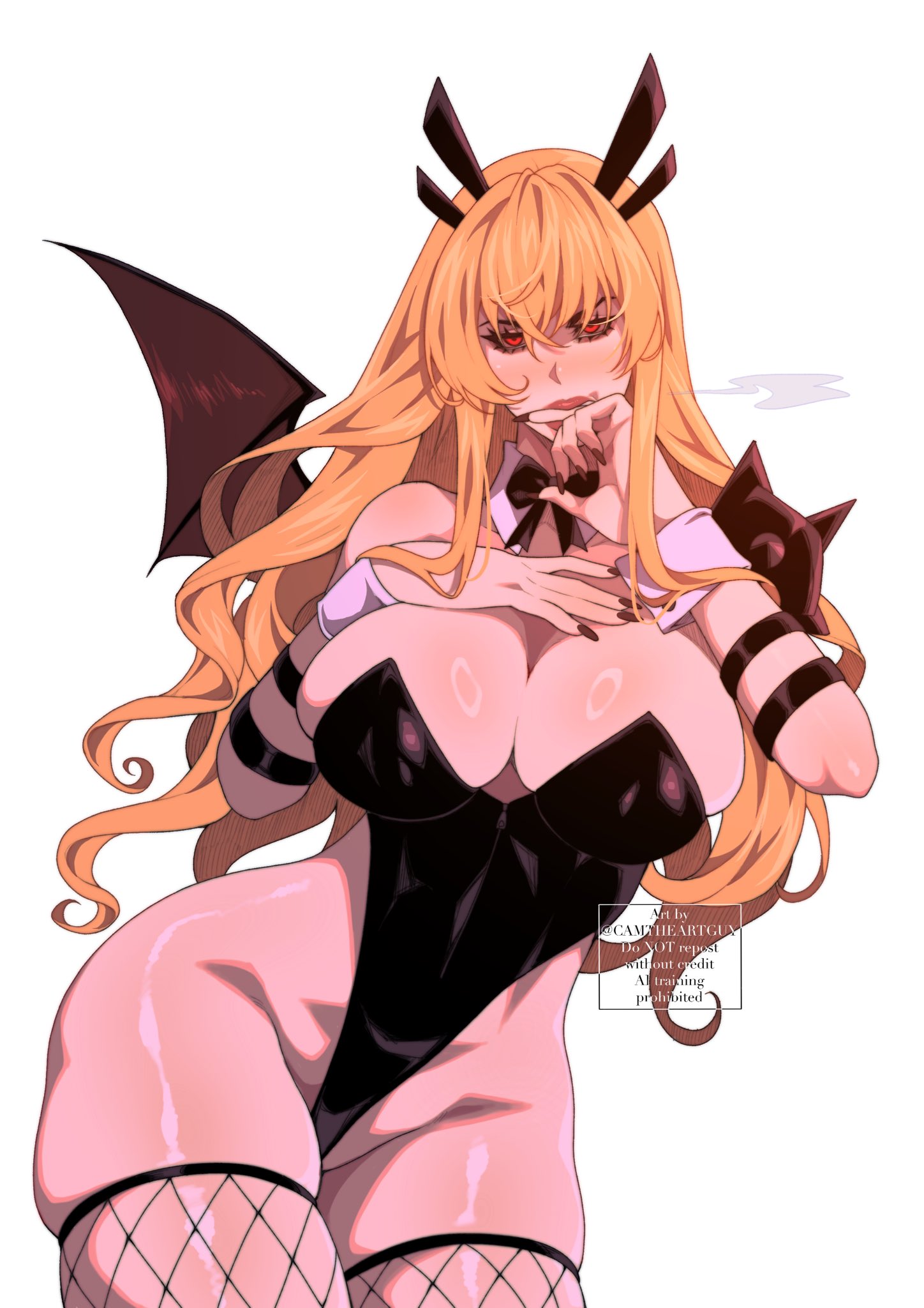 1girls, breasts, bunnysuit, camtheartguy, cleavage, female, female focus, female only, fishnets, large breasts, light skin, light-skinned female, long fingernails, long nails, looking at viewer, magik (illyana rasputin), magik (marvel rivals), marvel, marvel comics, marvel rivals, nail polish, painted fingernails, painted nails, revealing clothes, skimpy clothes, skindentation, solo, thick thighs, thighhighs, thighs, vampire, vampire girl, wide hips