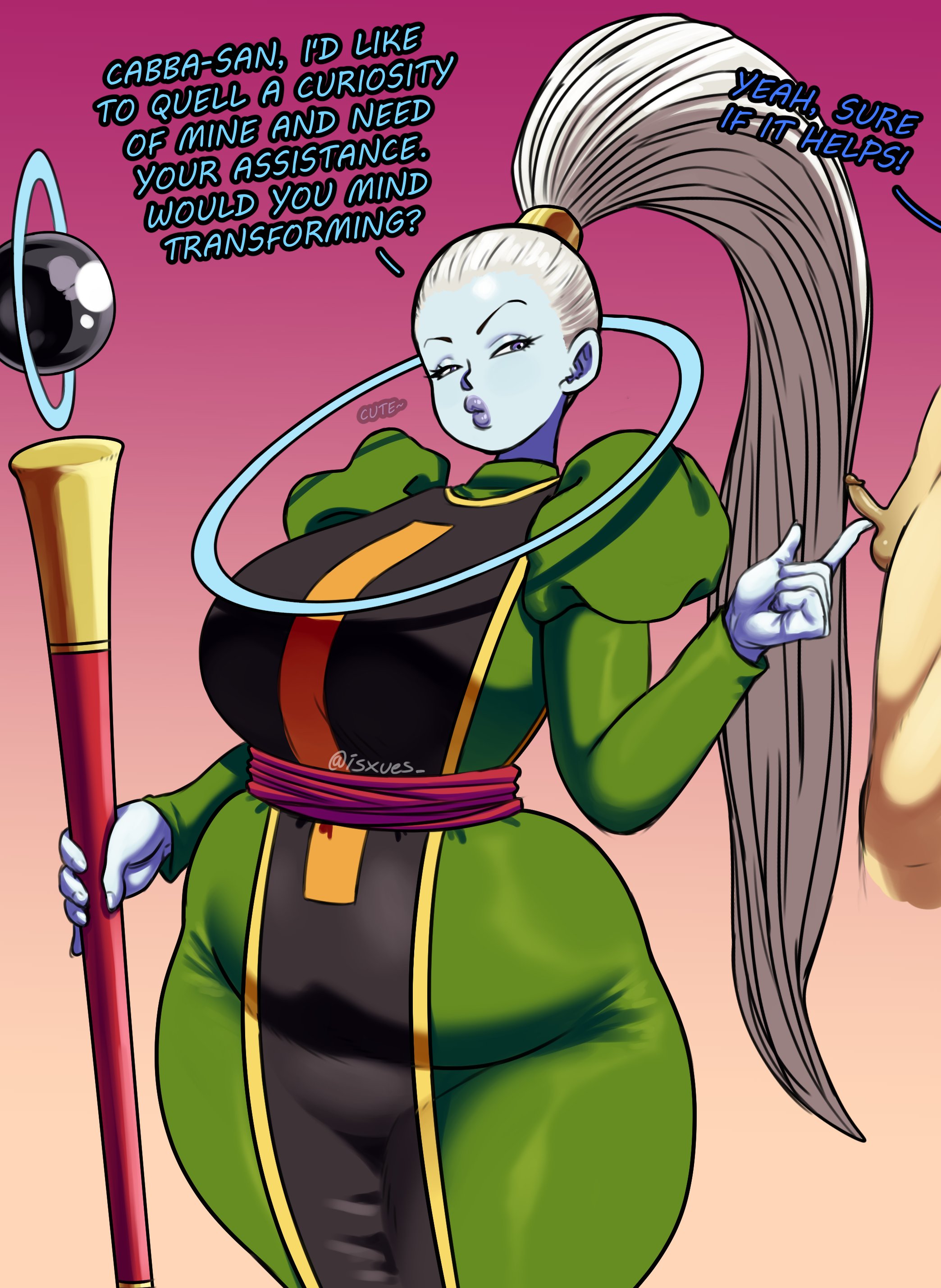 1boy, 1girls, angel, cabba, dragon ball, dragon ball super, female, isxues, male, mini comic, penis, small penis, tagme, text, vados