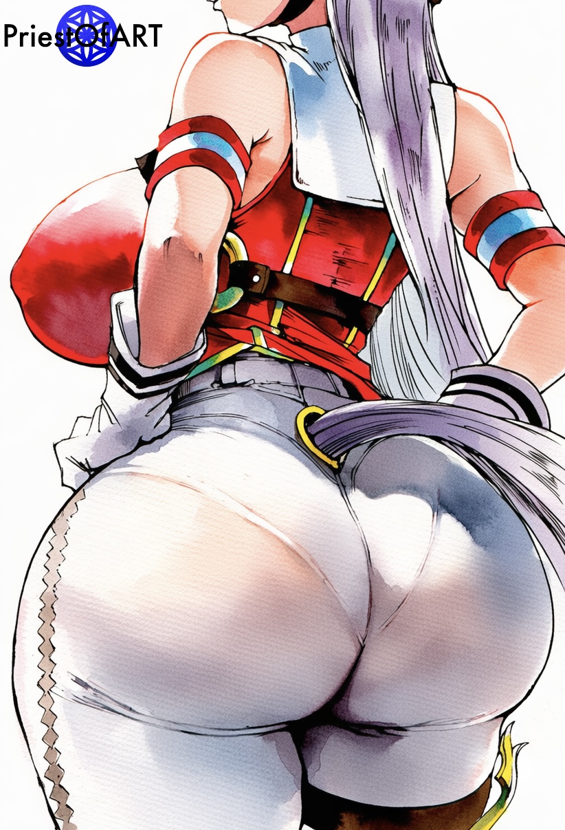 1girls, ai generated, big ass, big butt, female, female only, gold ship (umamusume), high-waist pants, huge ass, long hair, lower body, pants, priestofart, shiny, tail, thick thighs, umamusume, watercolor, watercolor (artwork), watermark, white pants, wide hips