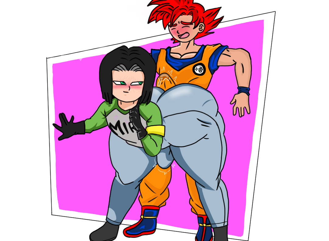 2boys, android 17, big ass (male), big dick, big penis, big thighs, dragon ball, dragon ball super, dragon ball z, femboy, gay, goku, intimate, love, male, male/male, penis, son goku, traced, yaoi