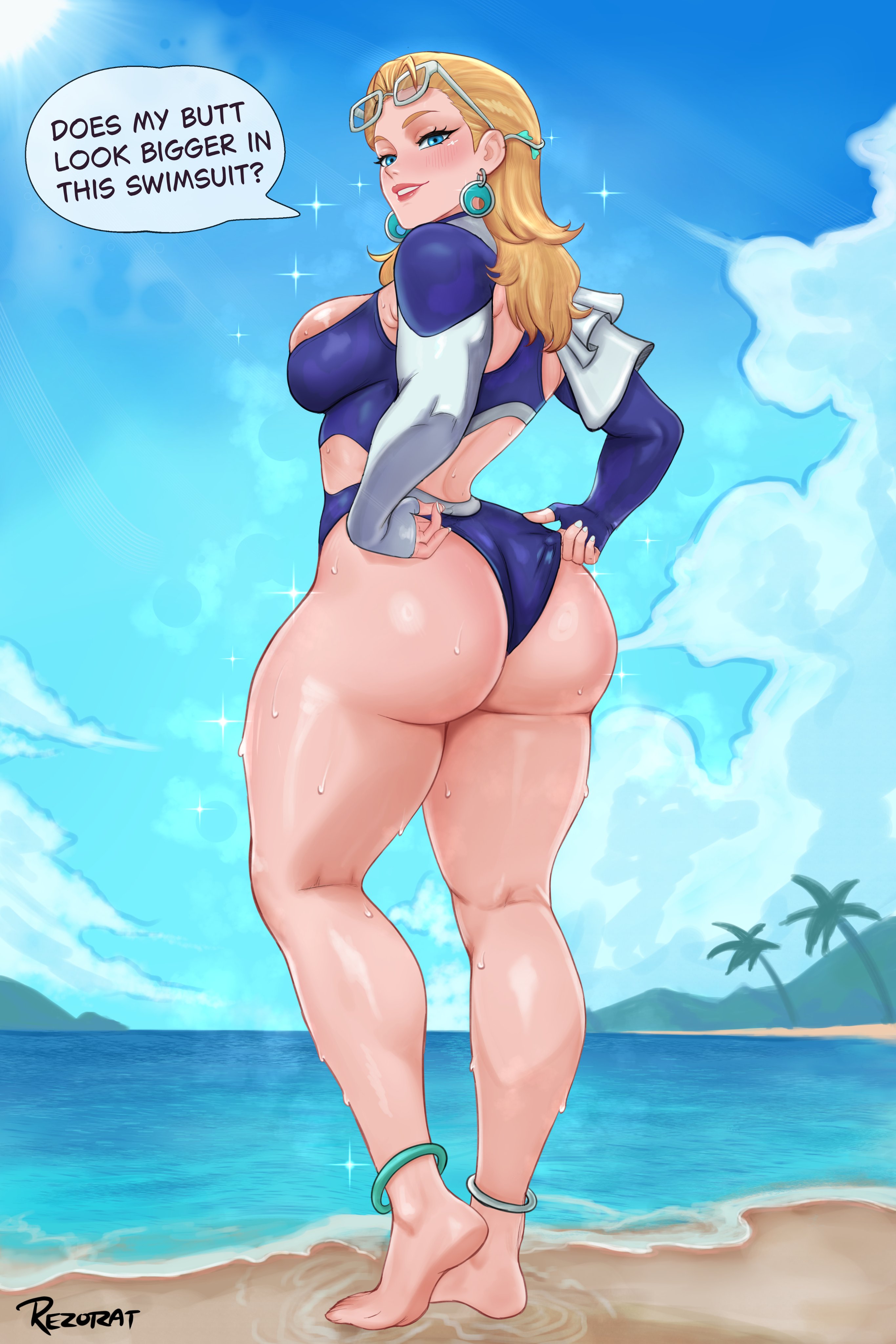 1girls, 2d, ass, barefoot, breasts, classy, classy female, clothed, fantastic four, feet, female, female focus, female only, invisible woman, invisible woman (azure shade), invisible woman (marvel rivals), large ass, large breasts, light skin, light-skinned female, looking at viewer, marvel, marvel comics, marvel rivals, mature female, milf, rezo, sue richards, sue storm, swimsuit, thick thighs, thighs, wide hips