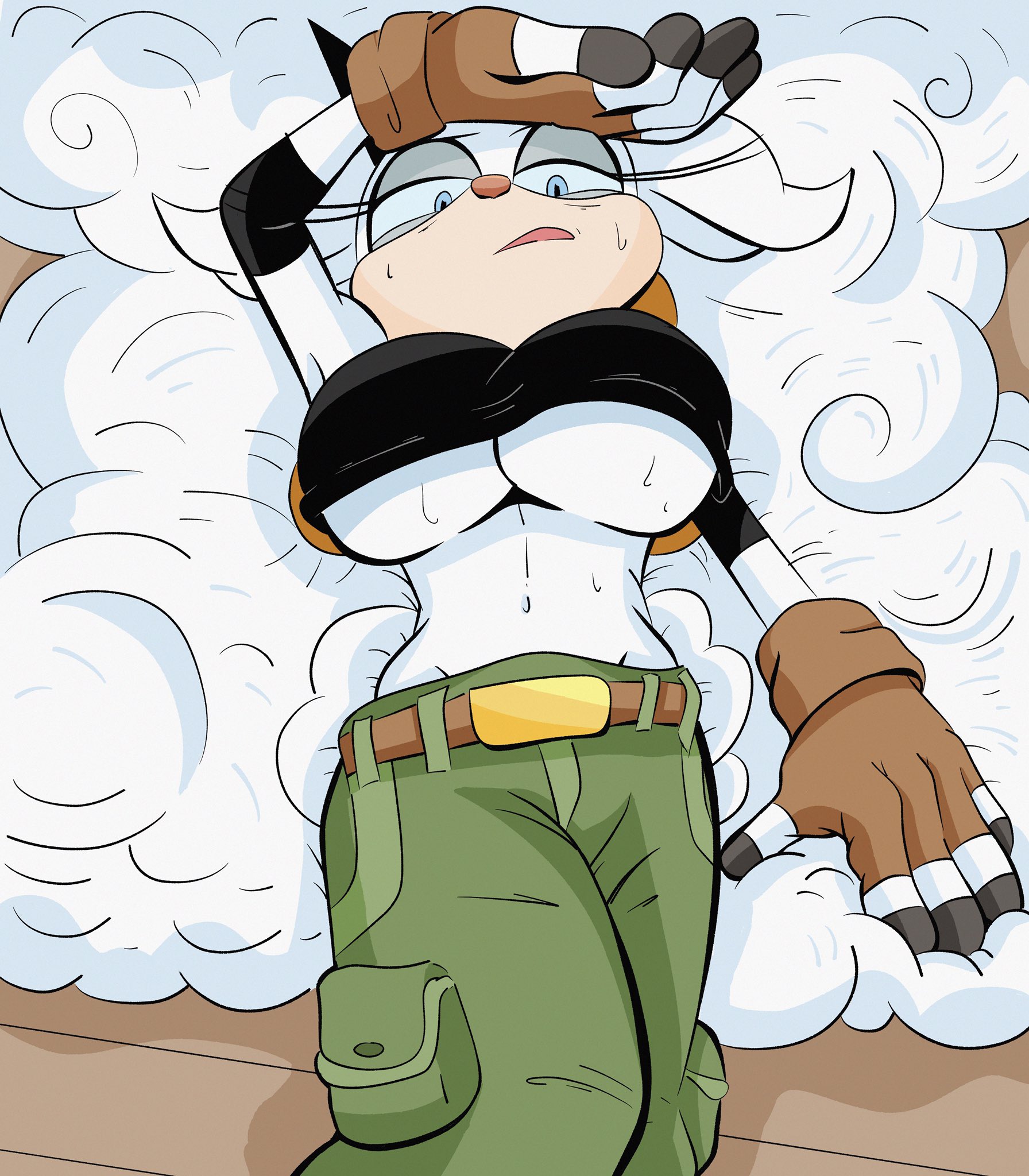 anthro female, big breasts, blue eyes, female, female focus, female only, lanolin the sheep, lanolin the sheep (sonic), navel, sheep, sonic (series), tagme, underboob