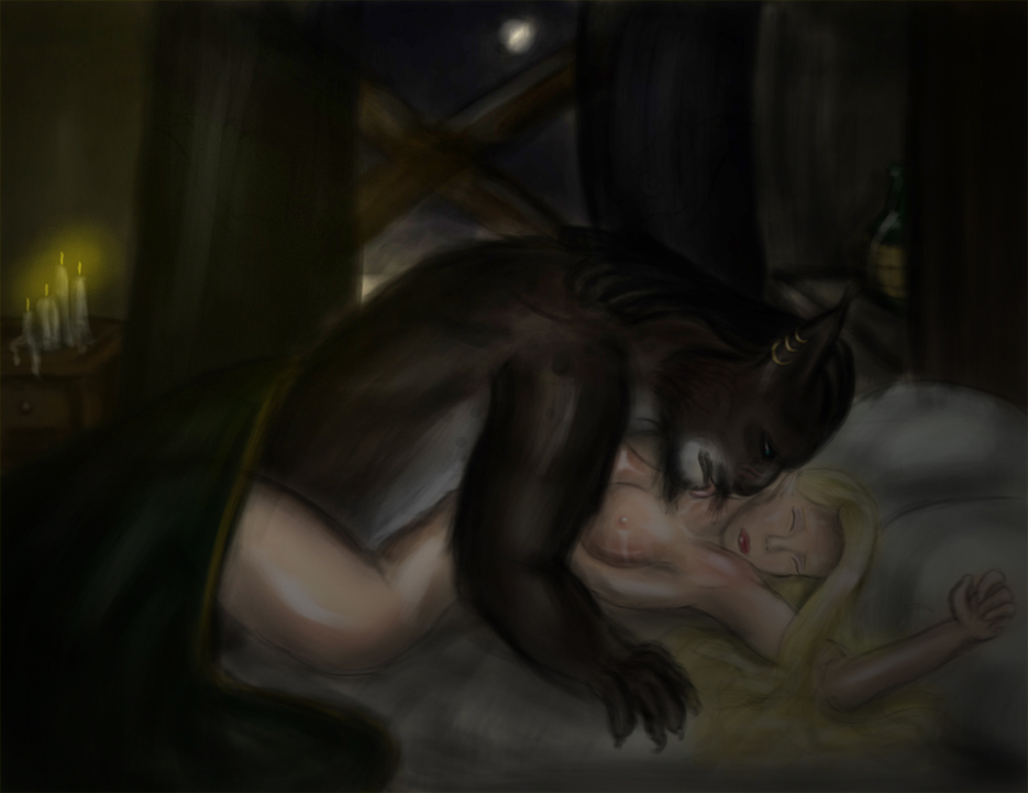 1boy 1boy1girl 1girls anthro bed blonde_hair bosmer breasts dovahkiin dragonborn elf elf_ears elf_female feline female fur furry hair human khajiit licking licking_neck lynx male male/female night nude painis18 sex skyrim straight sweat the_elder_scrolls tongue video_games wood_elf