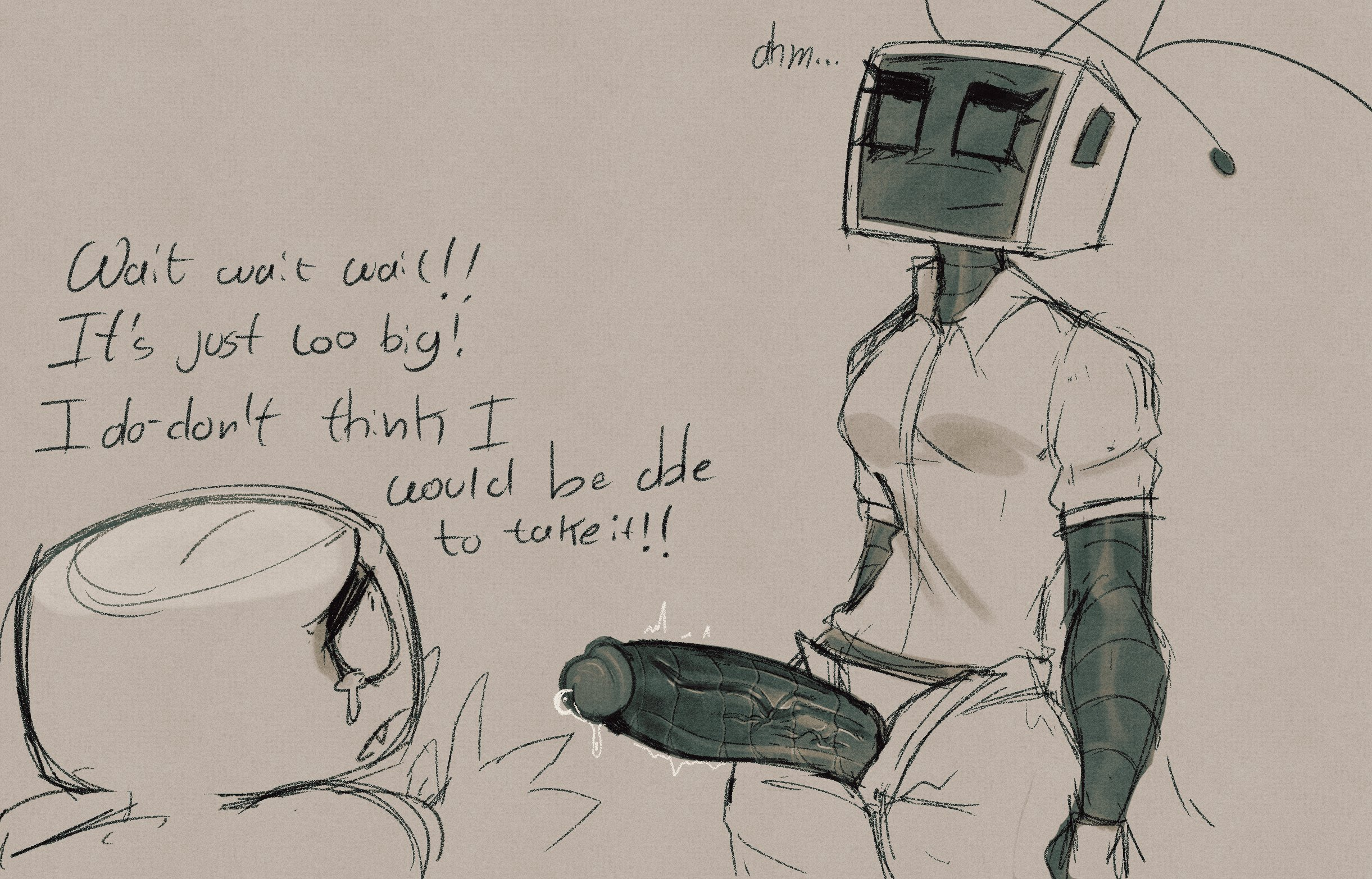 1futa, 1girl1futa, 1girls, blushcrunch studio, clothed, crying with eyes open, dandy's world, dandys world, dialogue, futanari, hi res, nonchalant, partially clothed, probably stinks, robot, robot girl, robot humanoid, scared, scared expression, screen face, shelly (dandy's world), simple background, smellycumlover, tagme, tears, text, tv, tv head, tv woman, unzipped, unzipping pants, vee (dandy's world)