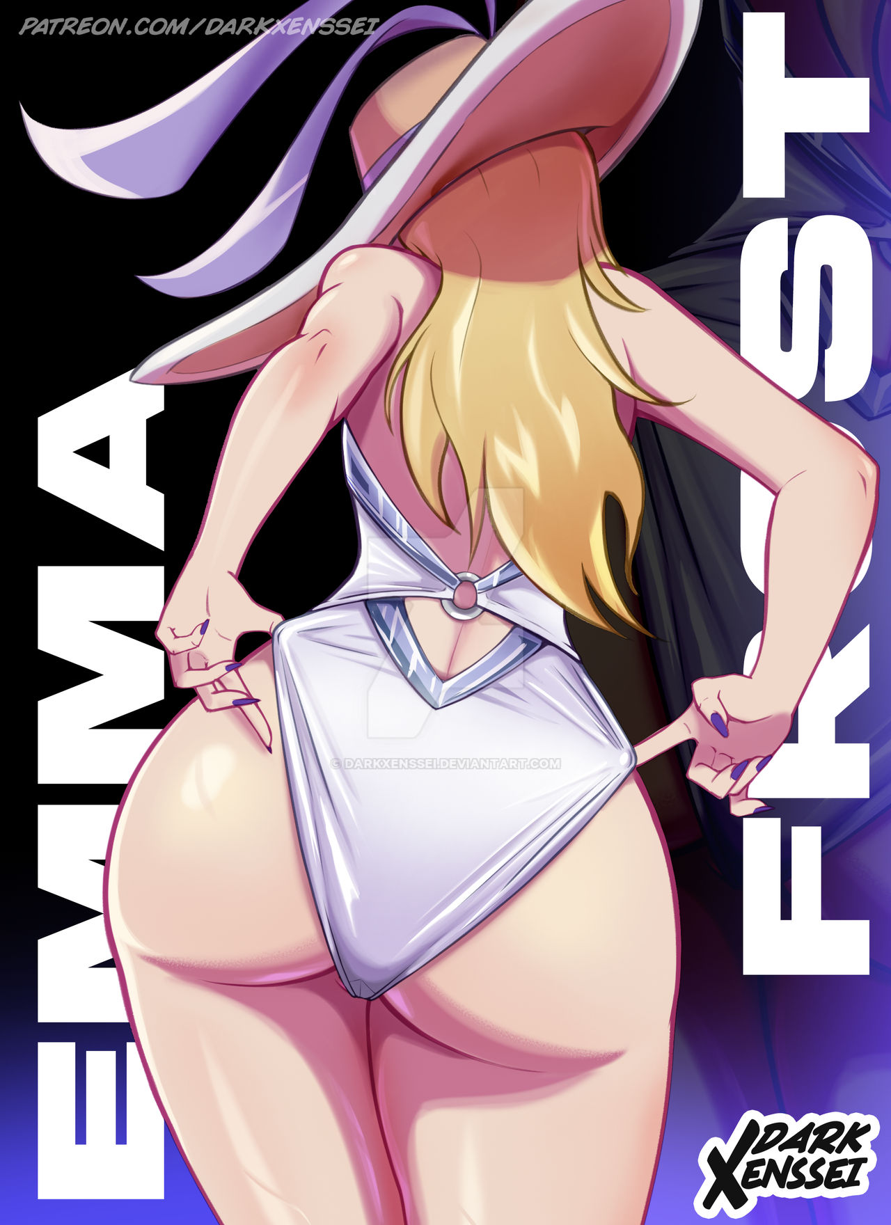 2d, adjusting swimsuit, ass, ass focus, bubble butt, clothed, darkxenssei, emma frost, emma frost (marvel rivals), emma frost (white wave queen), fully clothed, marvel, marvel rivals, solo, x-men