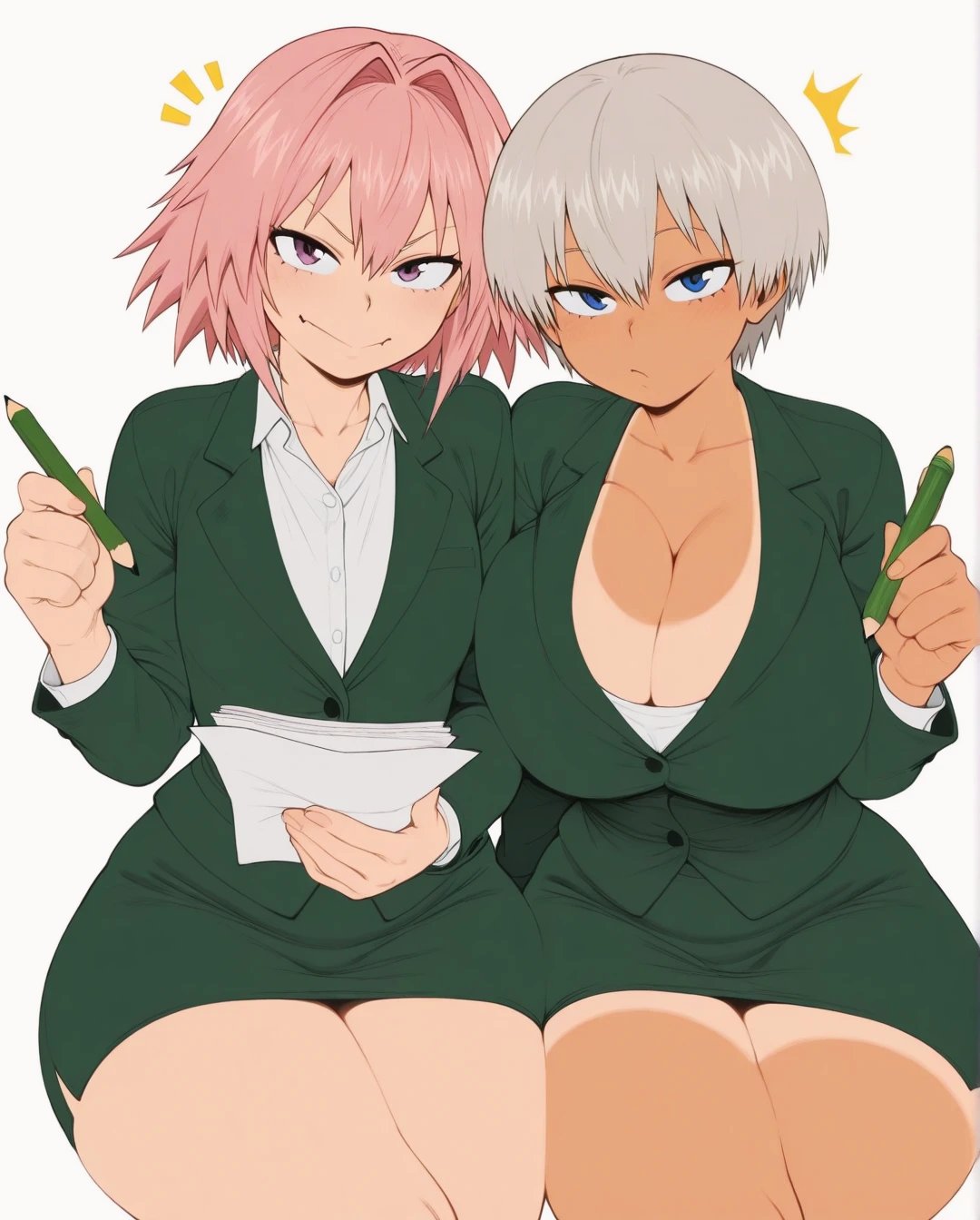 ai generated, astolfo (fate), fate (series), female, femboy, ironart, ironart158, office lady, uzaki hana, uzaki-chan wa asobitai!