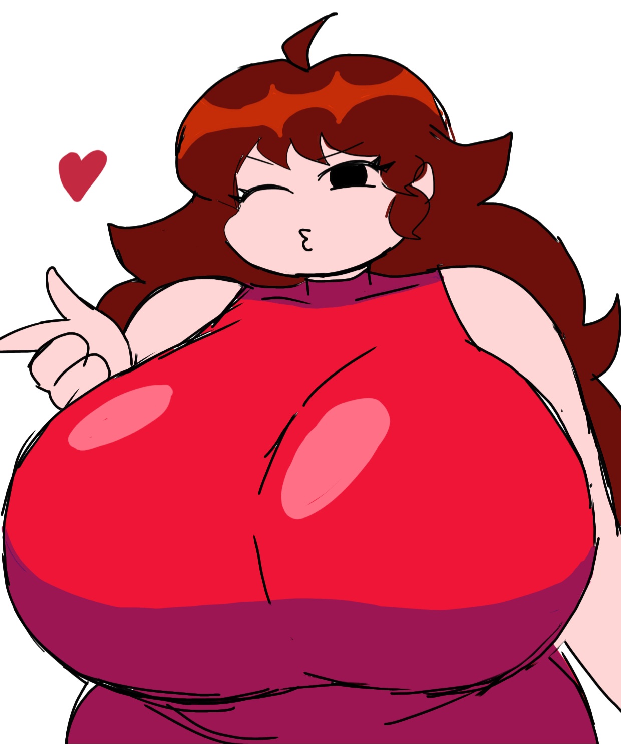 auburn hair, friday night funkin, girlfriend (friday night funkin), hyper breasts, massive breasts, massive thighs, momiji (artist)