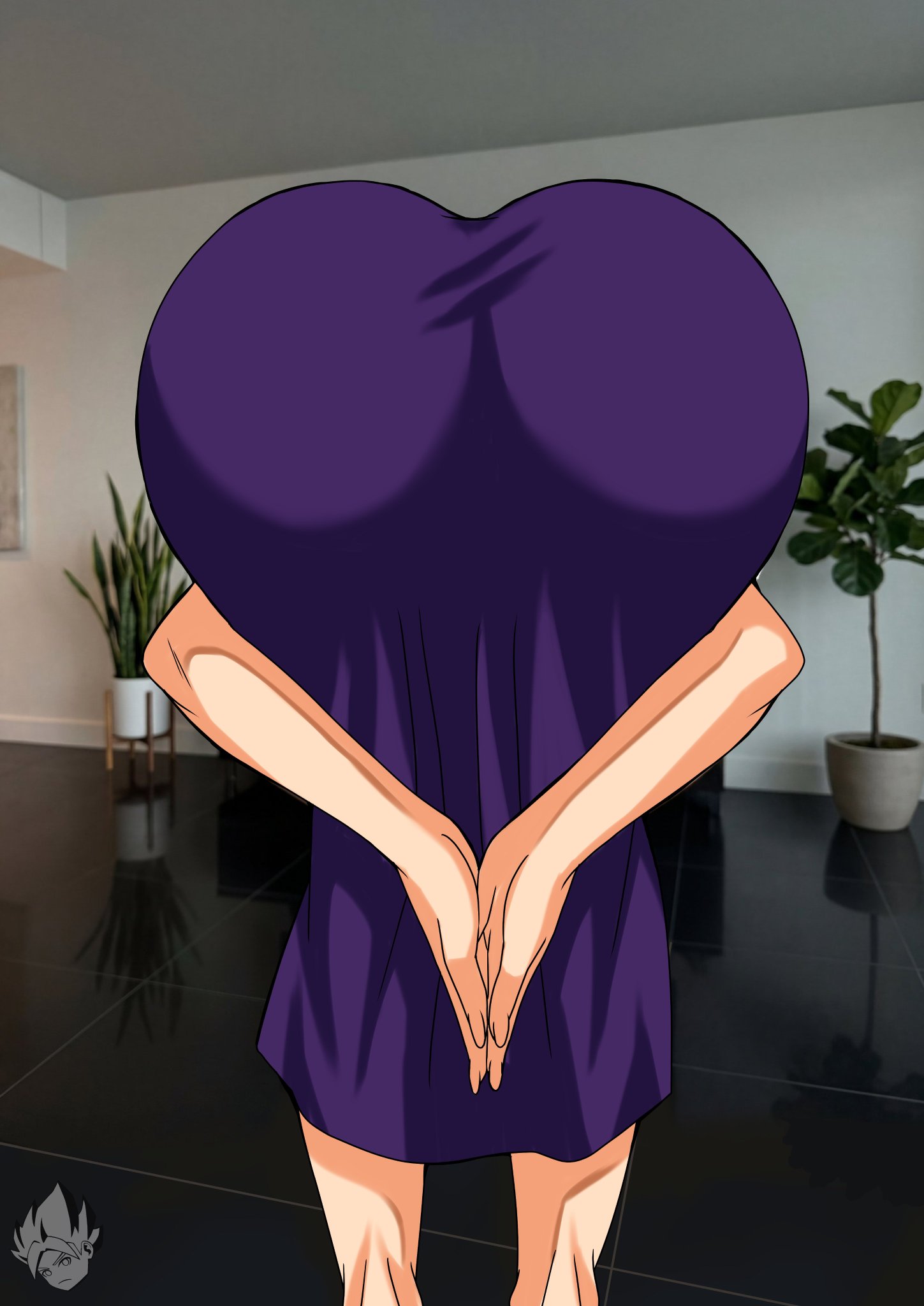 1girls, 2d, absurdres, amen pose, anus, ass, ass focus, back view, bent over, boots, boruto: naruto next generations, bubble ass, bubble butt, dress, faceless female, facing away, female, female only, footwear, full color, highres, huge ass, ino yamanaka, meme, naruto, naruto (series), ninrubio, praise da booty (meme), presenting ass, pussy, solo, solo female, uncensored, viewed from behind, watermark