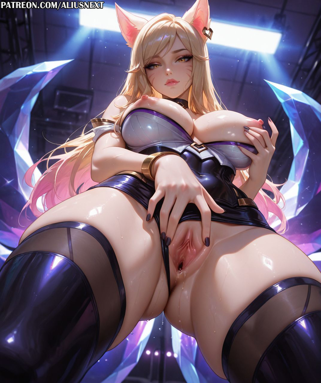 1girls, 2025, ahri, ahri (league of legends), ai generated, aliusnext, animal ears, anime, big ass, big breasts, blonde female, blonde hair, breasts, cameltoe, female, female only, footwear, fox, fox ears, fox girl, hi, high, highres, huge ass, huge breasts, k/da ahri, k/da series, league of legends, league of legends: wild rift, legwear, light skin, light-skinned female, lingerie, massive ass, massive breasts, mature, mature female, patreon, pussy, pussy juice, pussy juice drip, pussy lips, pussy peek, quality, res, resolution, spread pussy, stirrup legwear, style, sweat, sweatdrop, sweating, sweaty, sweaty body, sweaty breasts, thick, thick ass, thick hips, thick legs, thick lips, thick thighs, uncensored, username, vagina, voluptuous, voluptuous body, voluptuous female, watermark