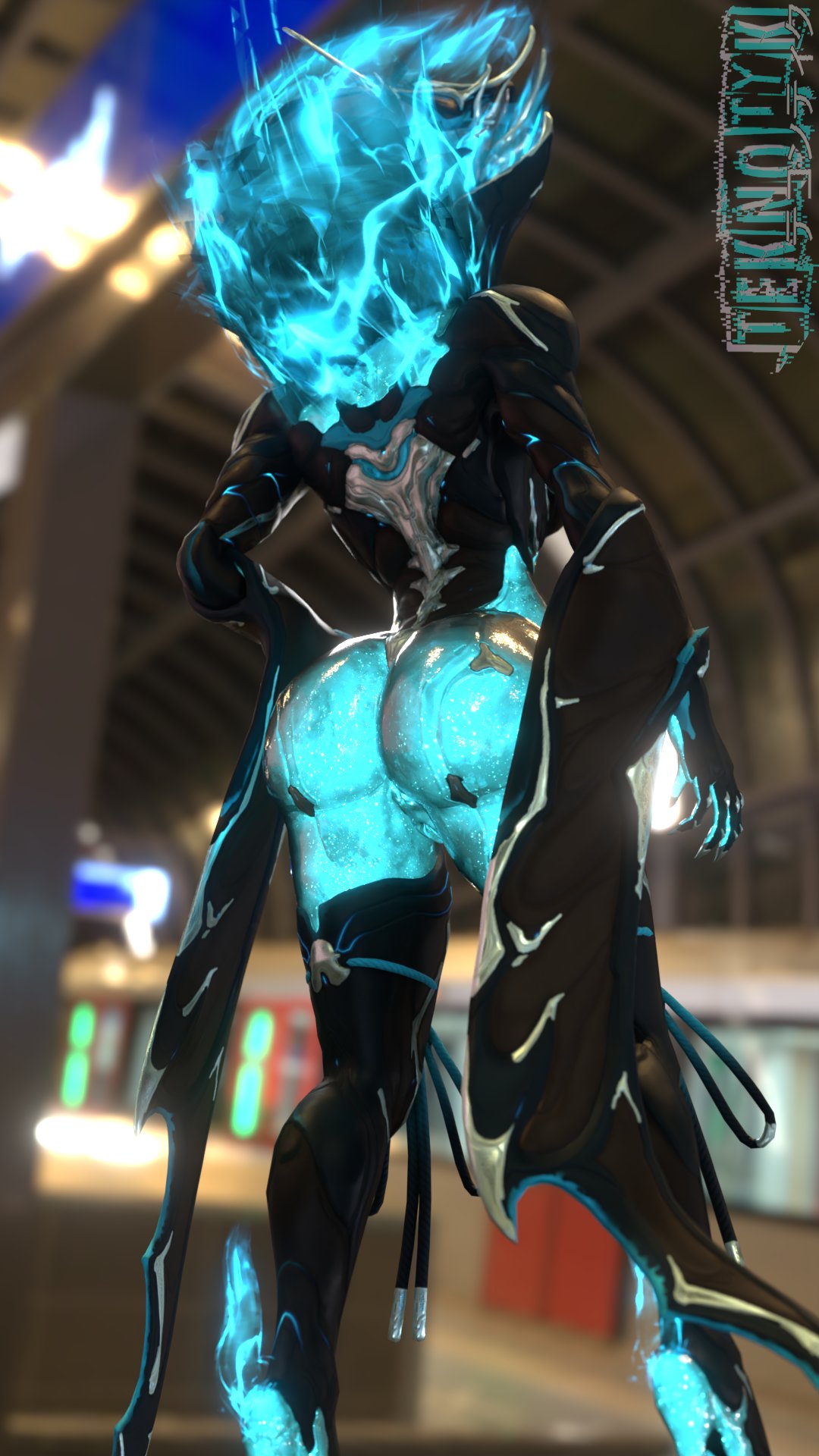 3d, 3d model, 3d render, big ass, ember (warframe), ember heirloom (warframe), female, female only, from behind, solo female, teknotyk, warframe