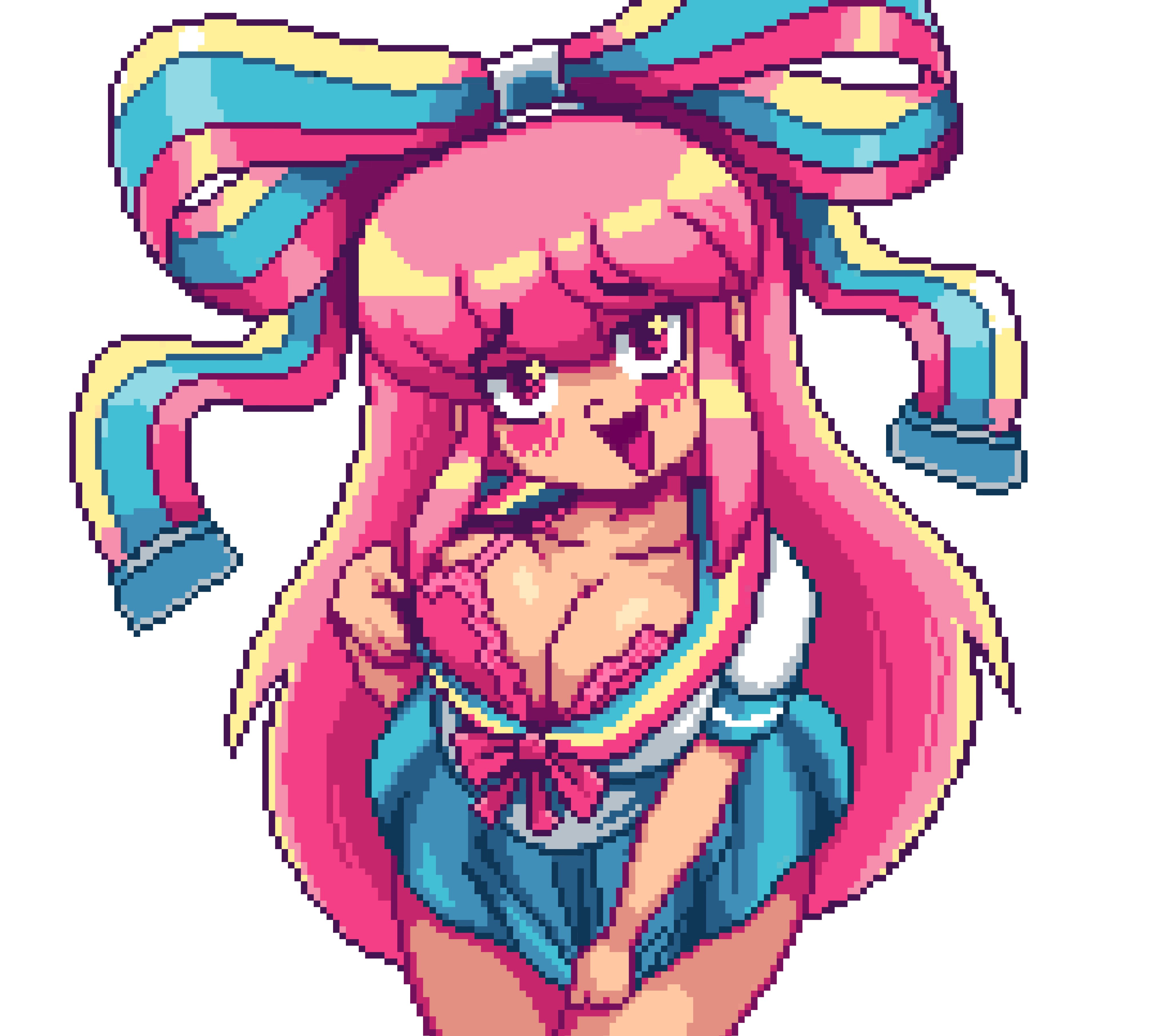 1female, 1girls, accurate art style, breasts, cleavage, coolerinker, female, female focus, female only, giffany, gravity falls, inker comics, inkershike, pink hair, pixel art, solo, solo female, solo focus, tagme, teasing, teasing viewer