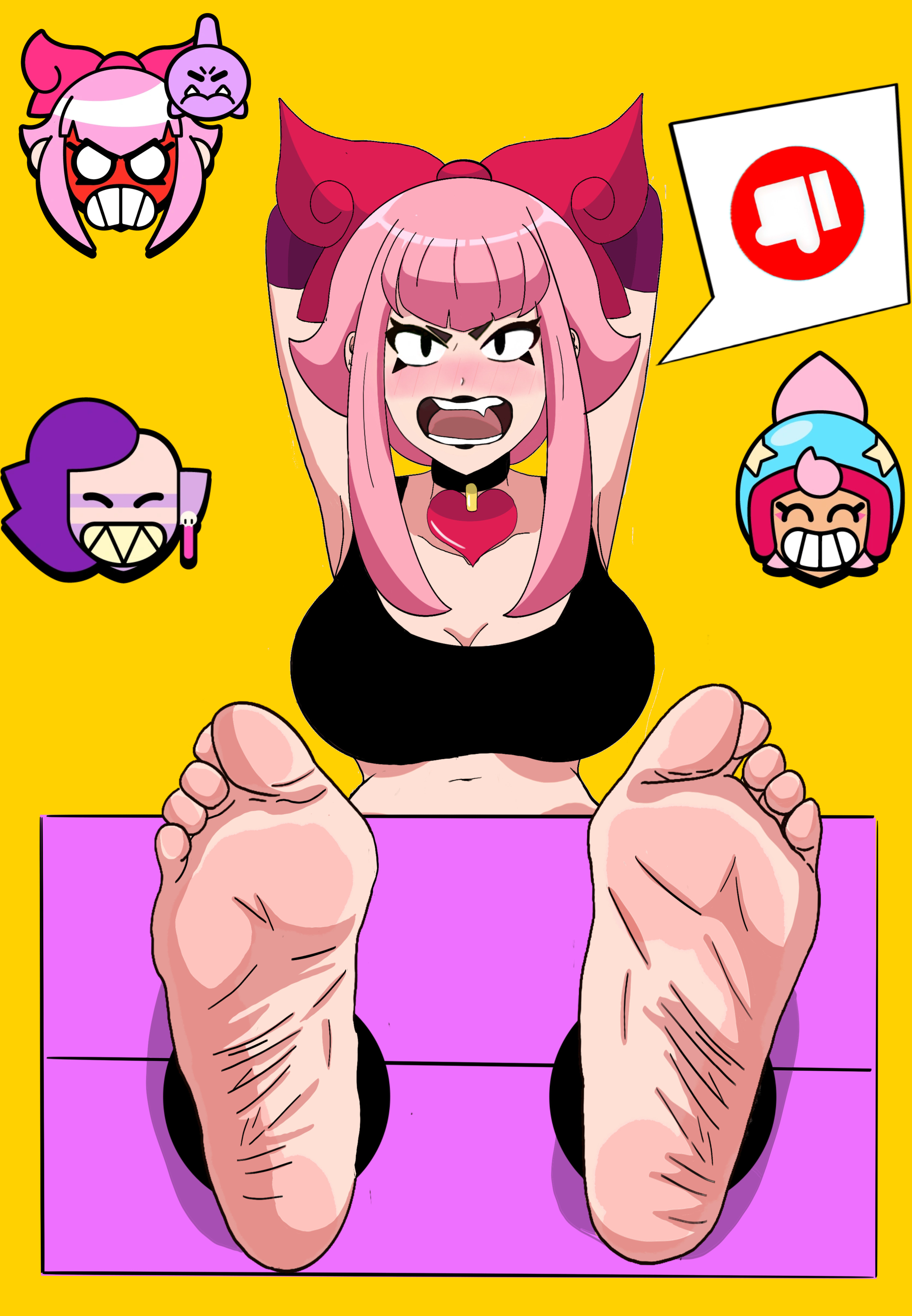 3girls, bondage, brawl stars, deslike (brawl stars), emz (brawl stars), feet, feet focus, female, female only, foot fetish, interrogation, janet (brawl stars), korean, kpop girl, melodie (brawl stars), purple skin, shoes removed, sole female, soles, stinky, submission by emz (brawl stars), submission by janet (brawl stars), tickle torture, tickling, tickling feet, toenail polish, toes, white skin, wrinkled feet, wrinkles, yuri