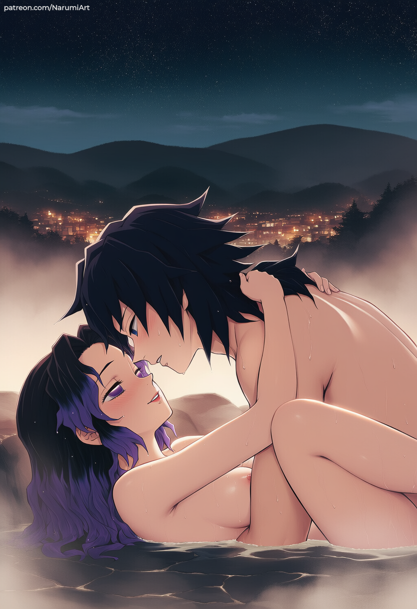 1boy, 1boy1girl, 1girls, adult, adult female, ai generated, anime style, big breasts, black hair, blush, blushing female, breasts, completely naked, completely naked female, completely nude, completely nude female, demon slayer, erect penis, excited, female, female focus, horny, hugging, in water, kimetsu no yaiba, kochou shinobu, legs, lying, lying on back, male, medium breasts, missionary, missionary position, naked, naked female, nipples, nude, nude female, open mouth, patreon, penis, pink nipples, purple eyes, purple hair, seductive, seductive eyes, seductive look, sex, sexy, sexy body, sexy pose, spread legs, spreading, tomioka giyuu, water, wet, wet body, wet hair, wet skin